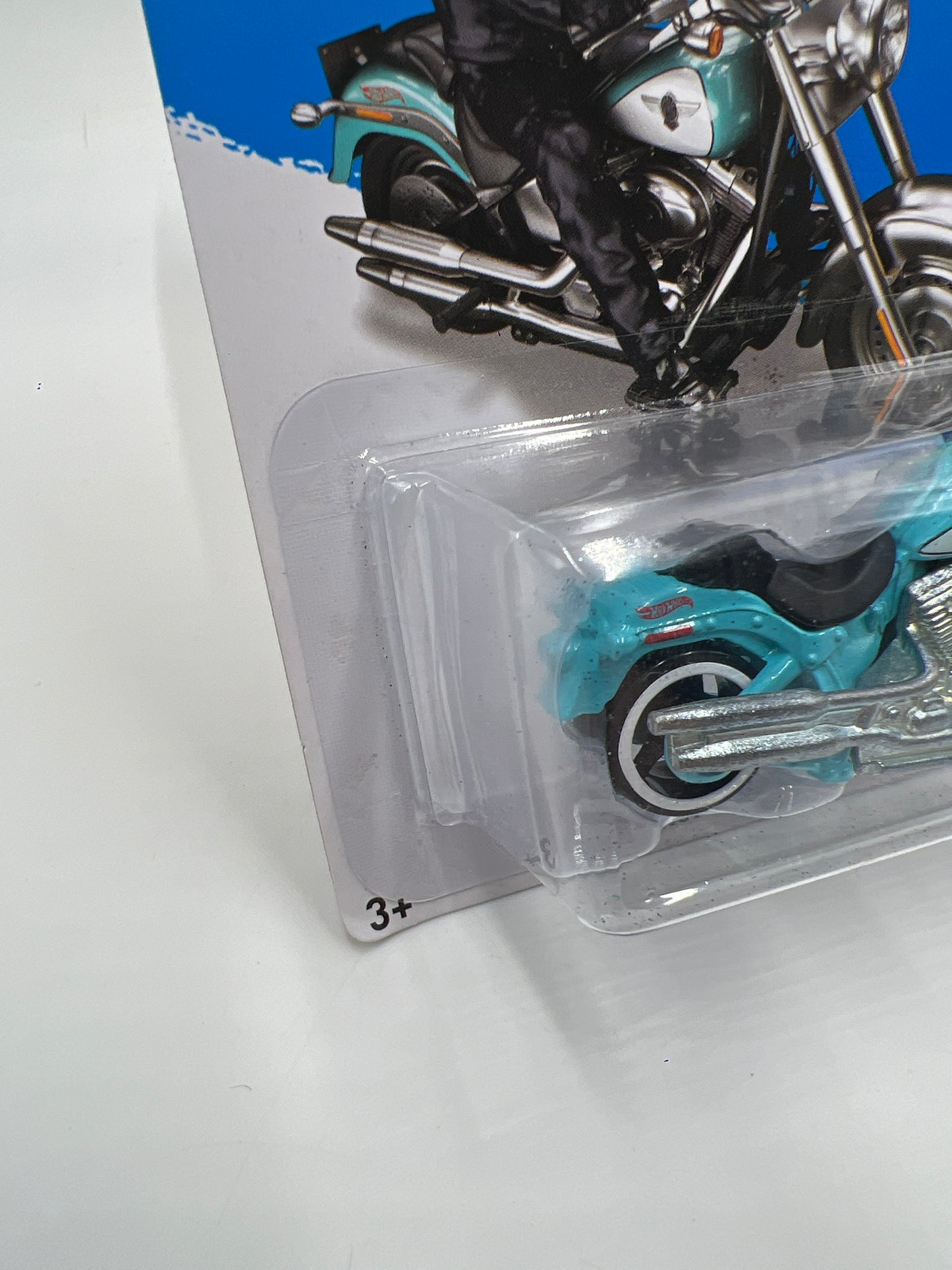 2014 Hot Wheels Workshop #209 Harley-Davidson Fat Boy Light Blue 113B