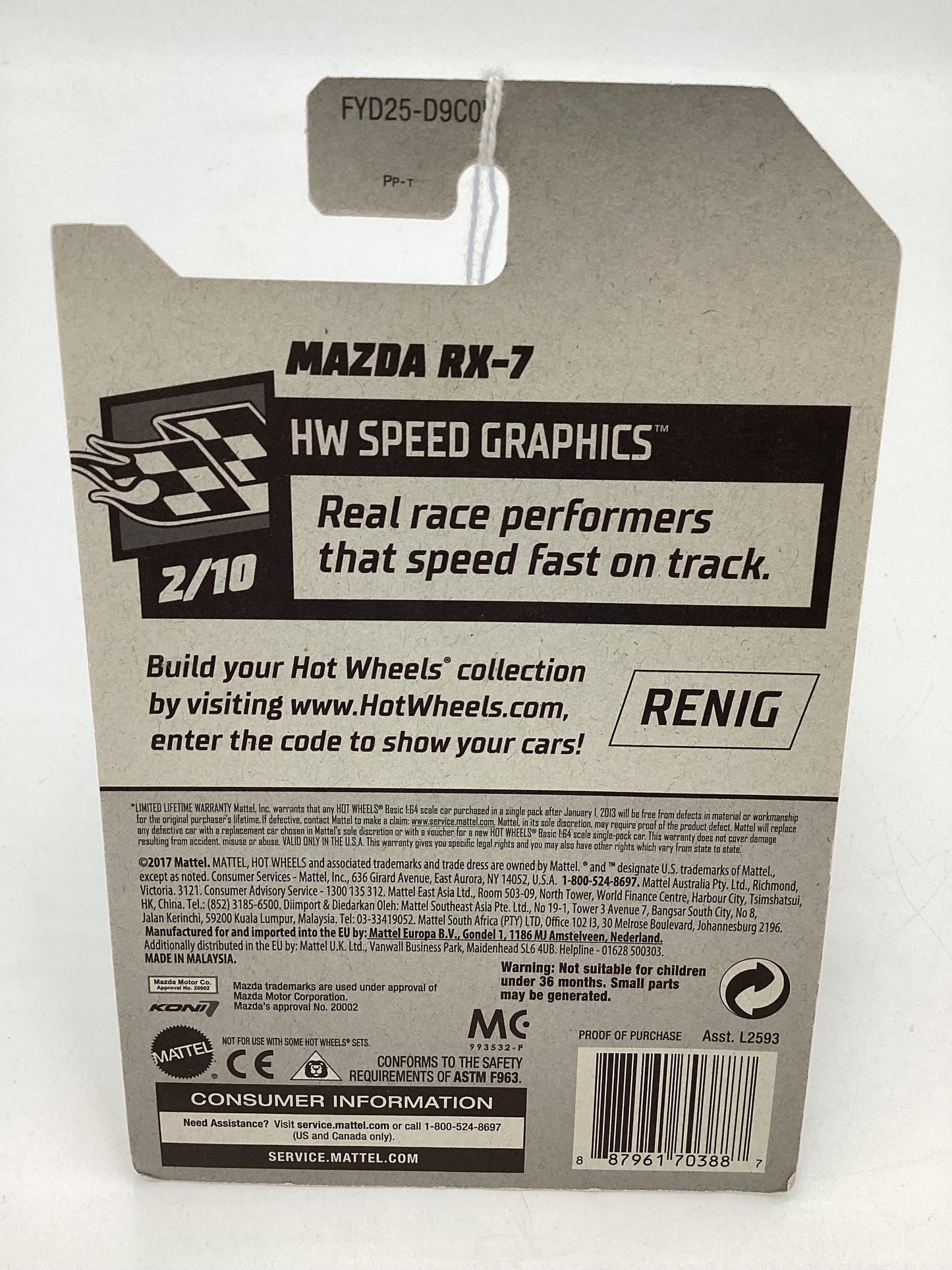 2019 Hot Wheels Speed Graphics #167 Mazda RX-7 Silver 83H