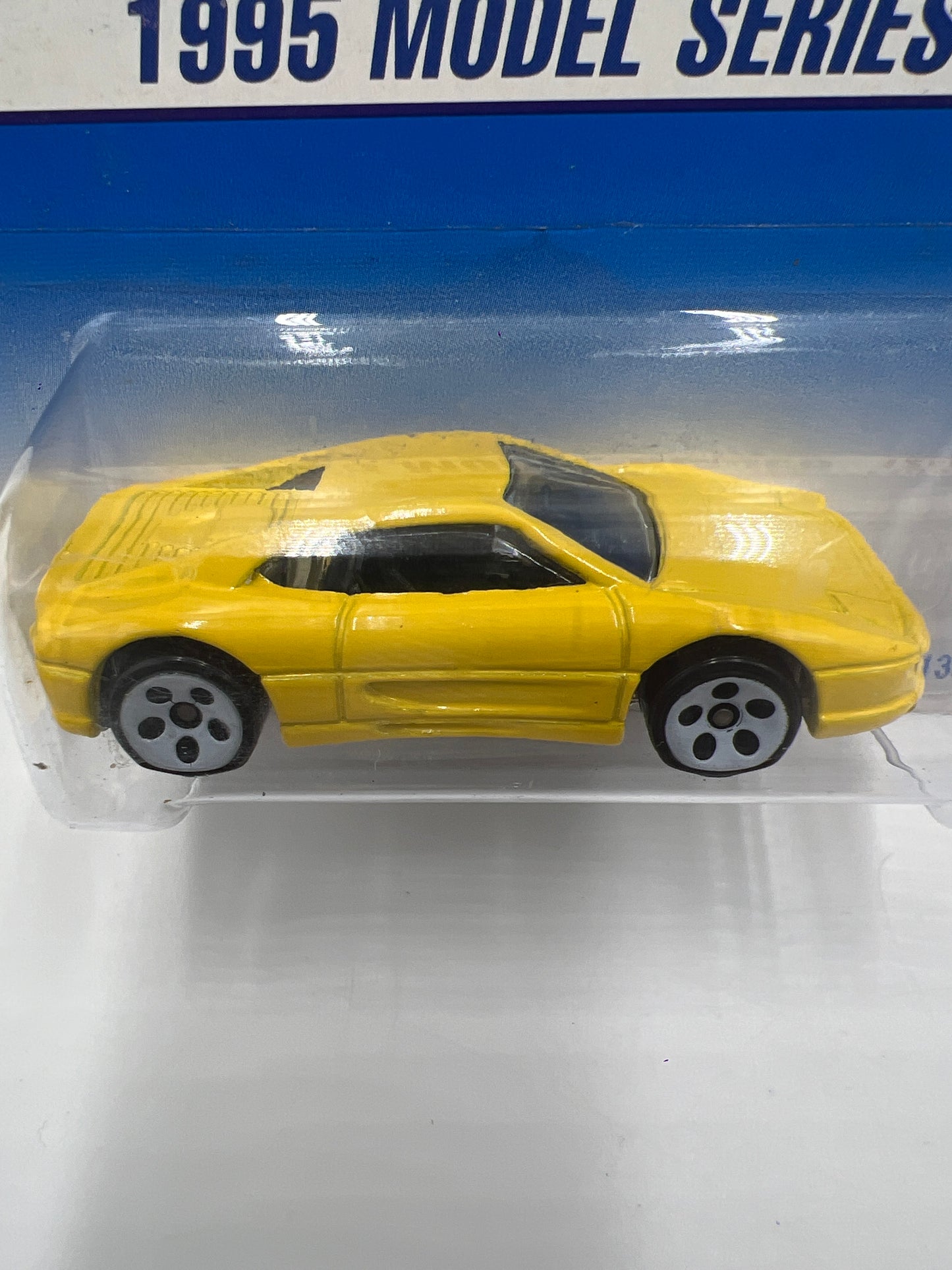 1995 Hot Wheels Model Series #350 Ferrari 355 Yellow 5 Dot White Wheels