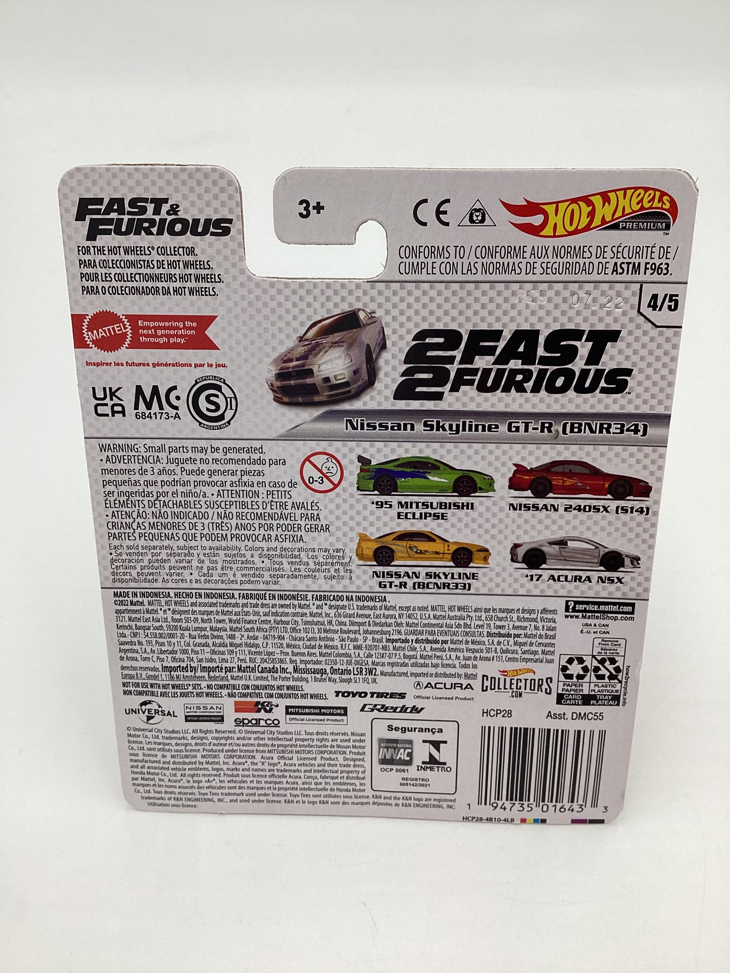 Hot wheels Premium Fast and Furious #4 Nissan Skyline GT-R R-34 Silver with protector