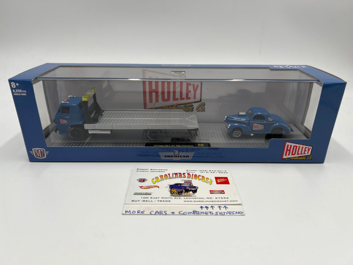 M2 Machines Auto Haulers Willys Americar Holley 1970 Dodge L600 & 1941 Willys Coupe Gasser R46