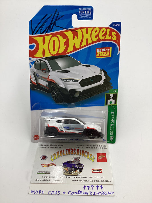 2022 Hot Wheels #73 Ford Mustang Mach-E 1400 White Autographed Vaughn Gittin Jr W/protector