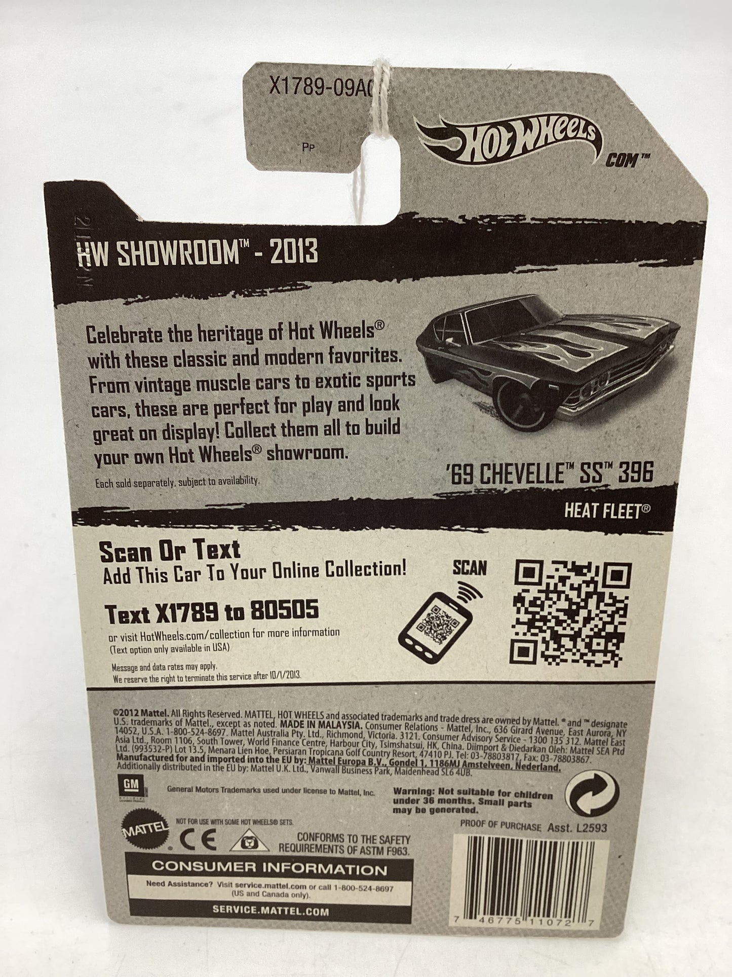 2013 Hot Wheels #214 Chevelle SS 396 Black 5B