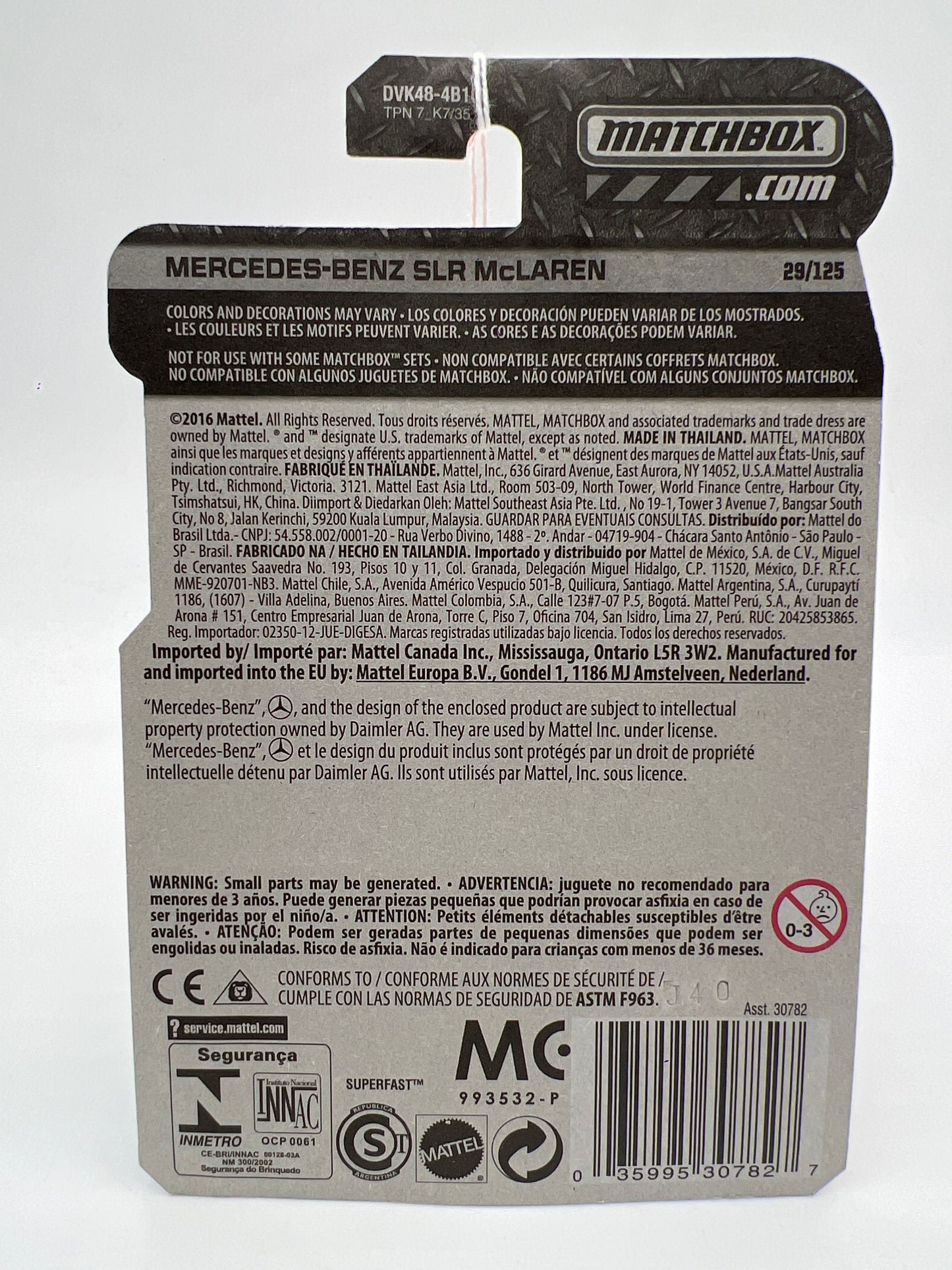Matchbox Adventure City #29 Mercedes-Benz SLR McLaren Silver 210B
