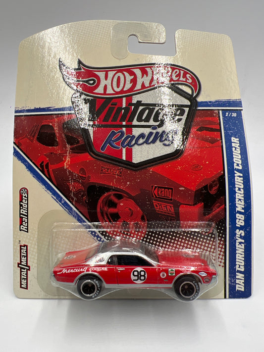 Hot Wheels Premium Vintage Racing #2 Dan Gurneys 68 Mercury Cougar Red W/Protector
