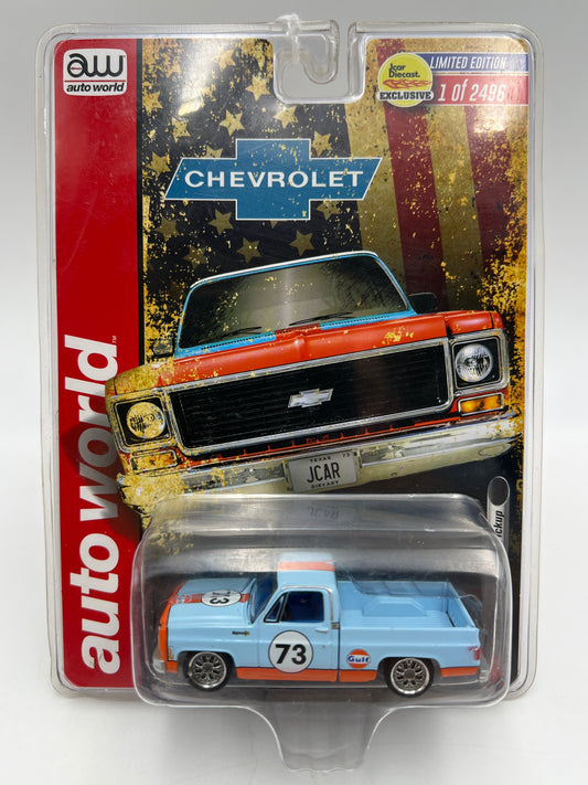 Auto World JCar Diecast Exclusive 1/2496 1973 Chevrolet C10 Pickup Gulf