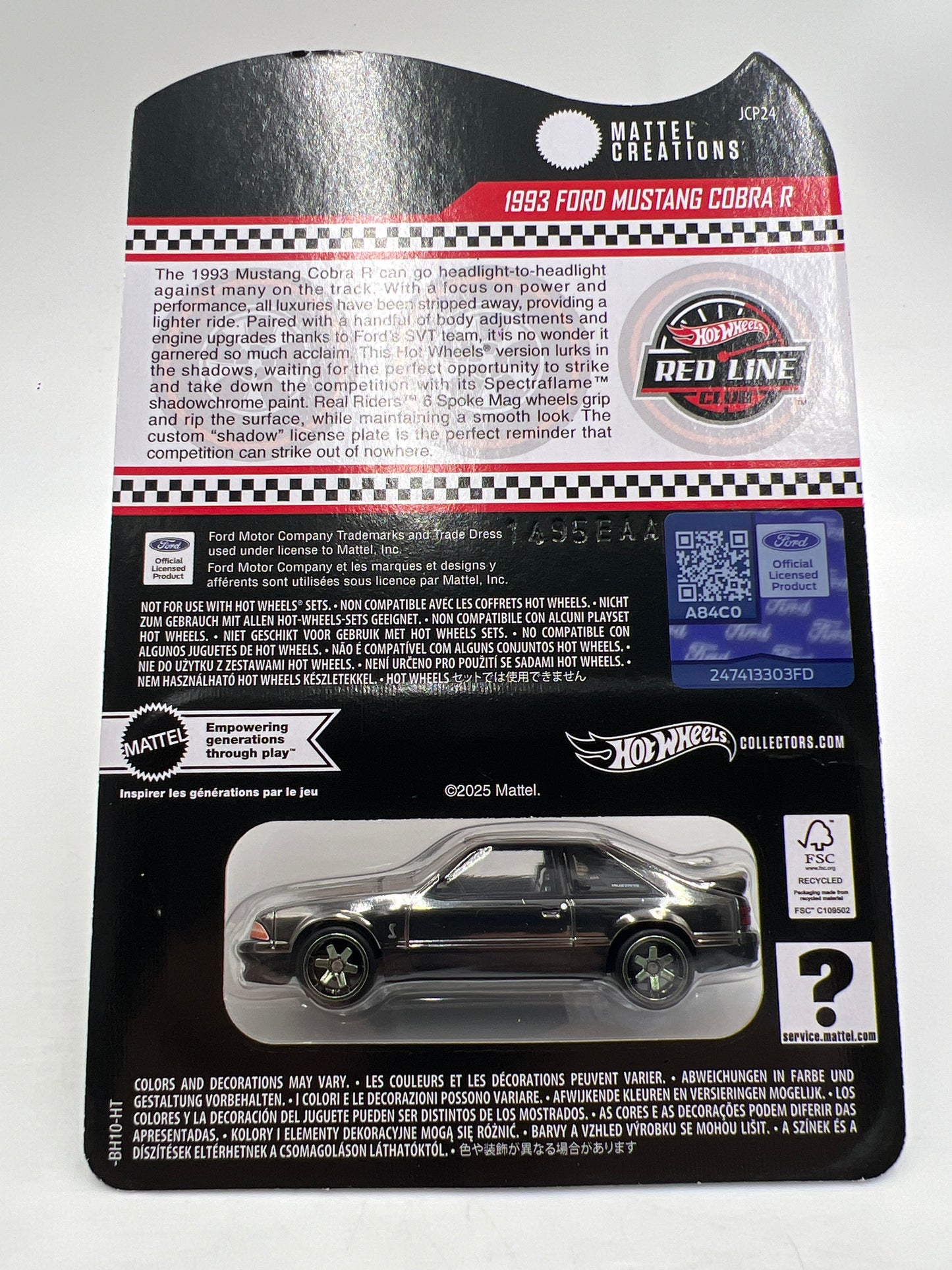 2025 Hot Wheels RLC Exclusive 1993 Ford Mustang Cobra R Shadow Chrome W/Protector