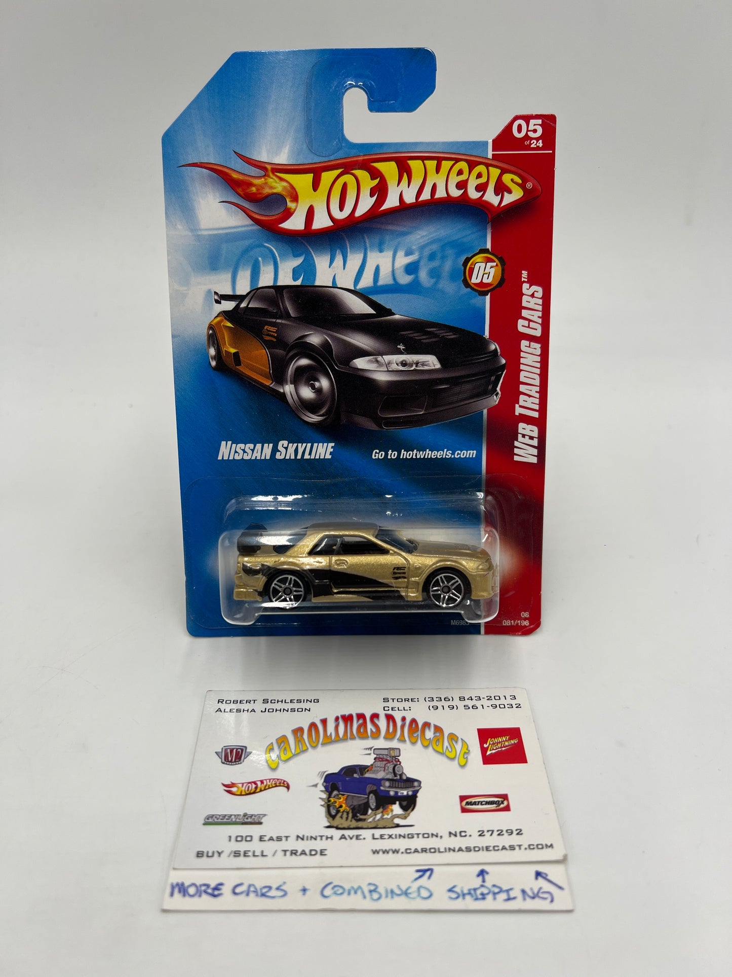 2008 Hot Wheels Web Trading Cars #81 Nissan Skyline Gold W/Protector