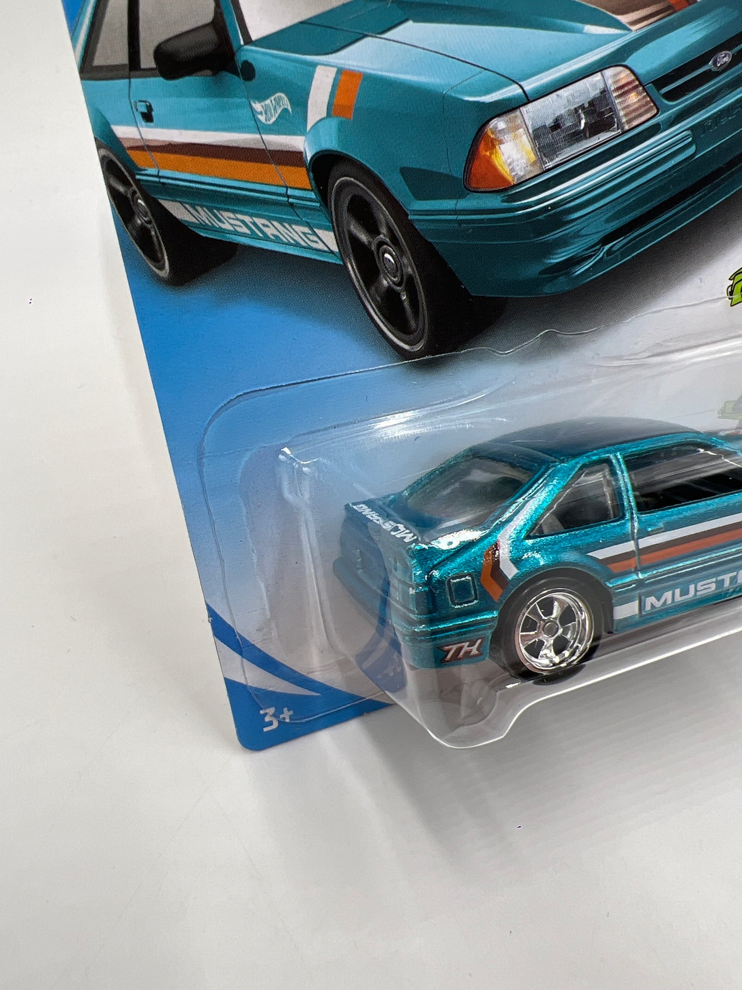2019 Hot Wheels Super Treasure Hunt #152 Month Card 92 Ford Mustang Foxbody Blue W/Protector