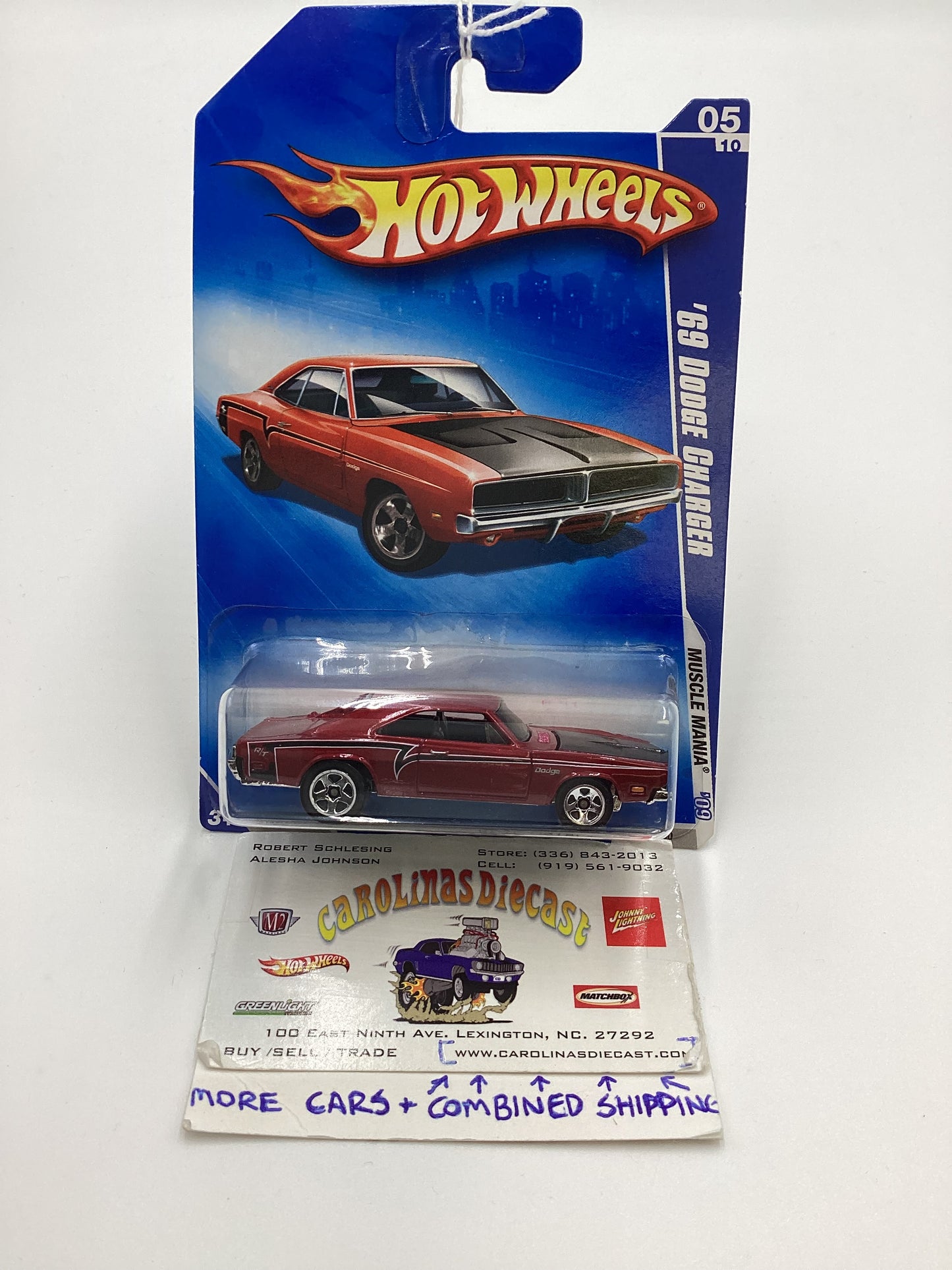 2009 Hot Wheels #081 69 Dodge Charger Red 59E