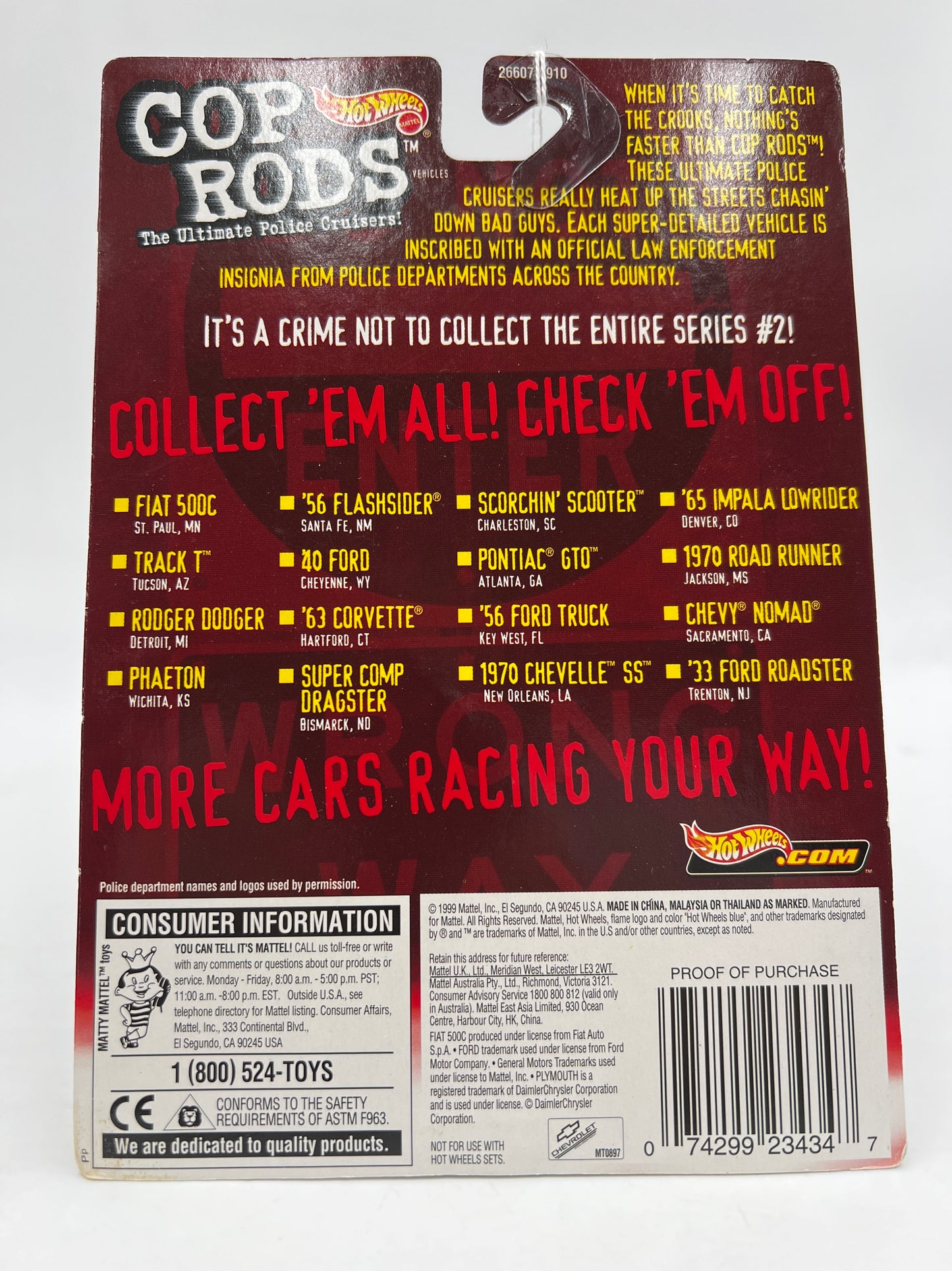 Hot Wheels Cop Rods Series 2 Detroit MI Rodger Dodger W/Real Riders SR