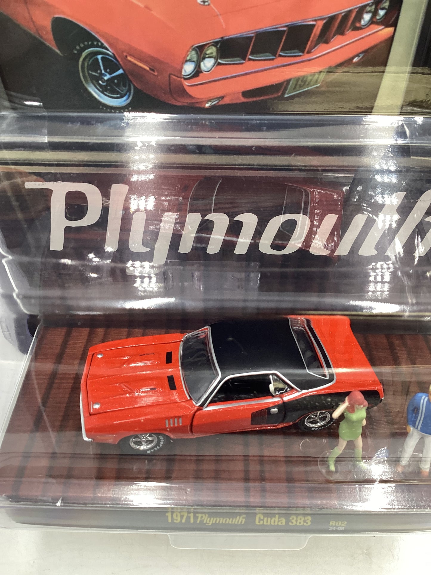 2024 M2 Machines Diorama R02 1971 Plymouth Cuda 383 198E