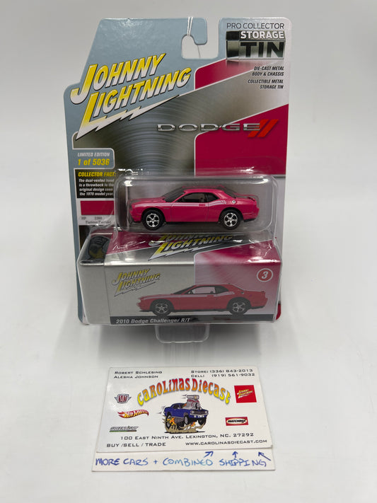 Johnny Lightning Storage Tin Release 1 Version B #3 2010 Dodge Challenger R/T Pink 229F