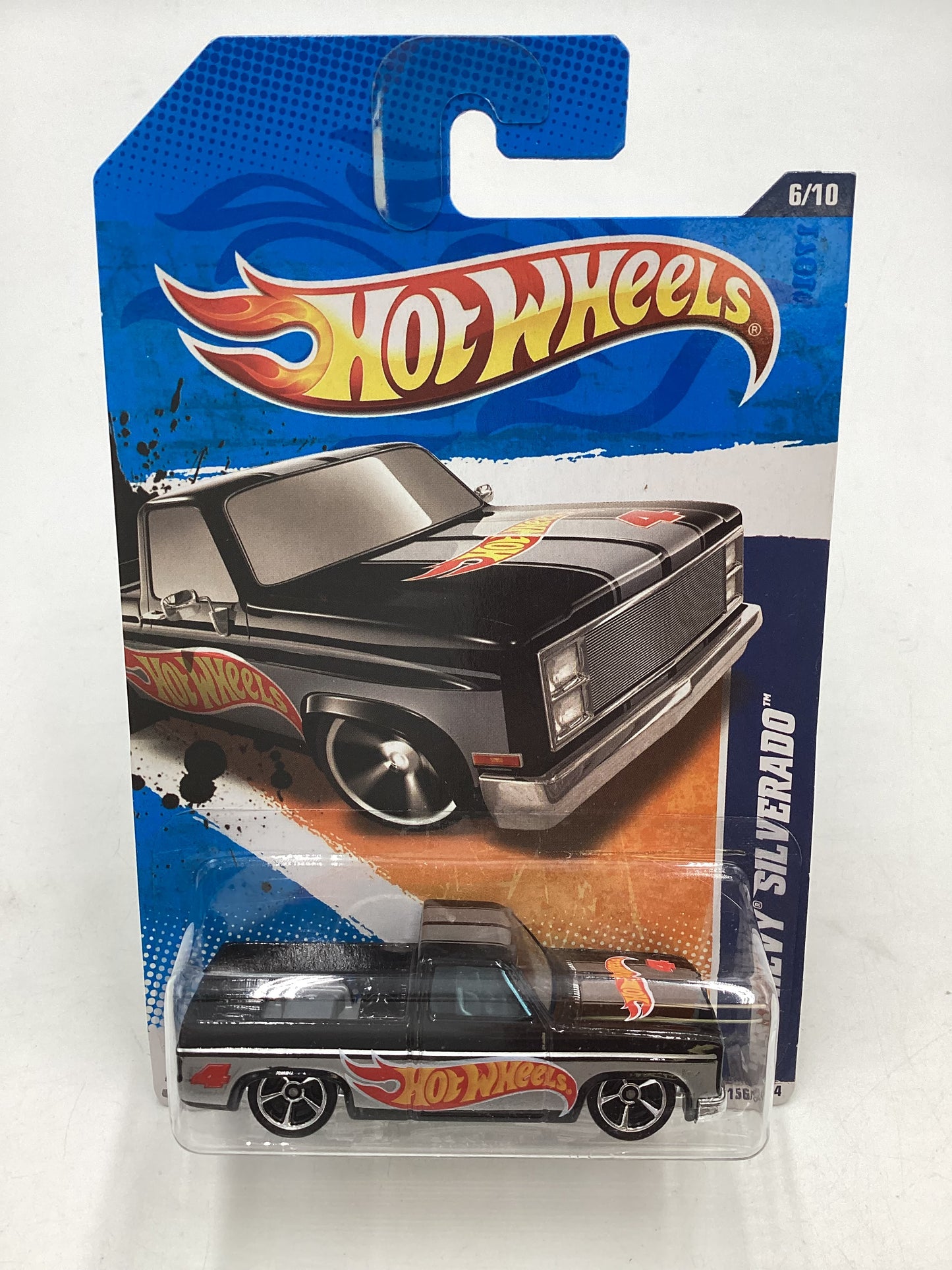 2011 Hot Wheels #156 Walmart Exclusive Black 83 Chevy Silverado with protector