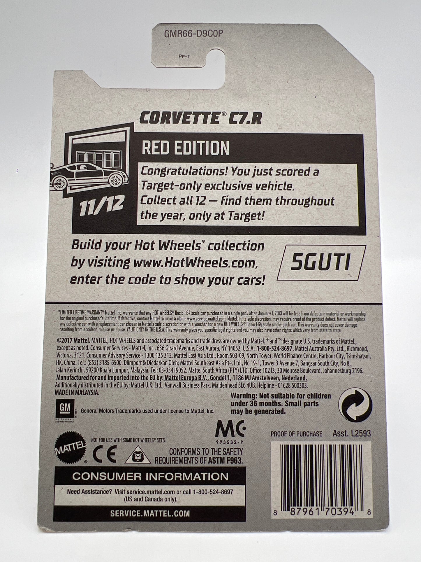 2019 Hot Wheels Target Exclusive Red Edition #193 Corvette C7.R Spectraflame Red Variation W/Protector