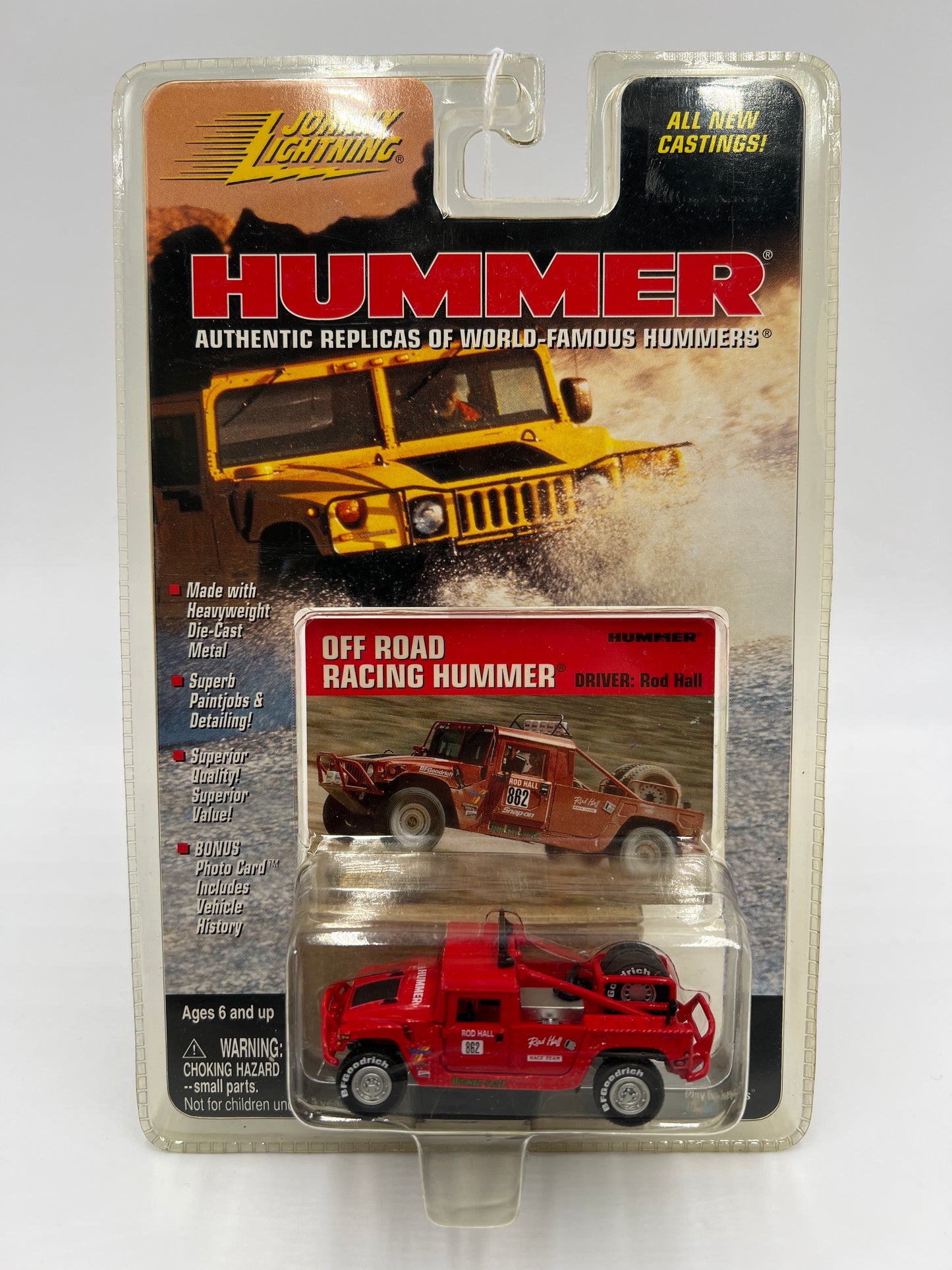 Johnny Lightning Hummer Series Rod Hall Off Road Racing Hummer Red 220D