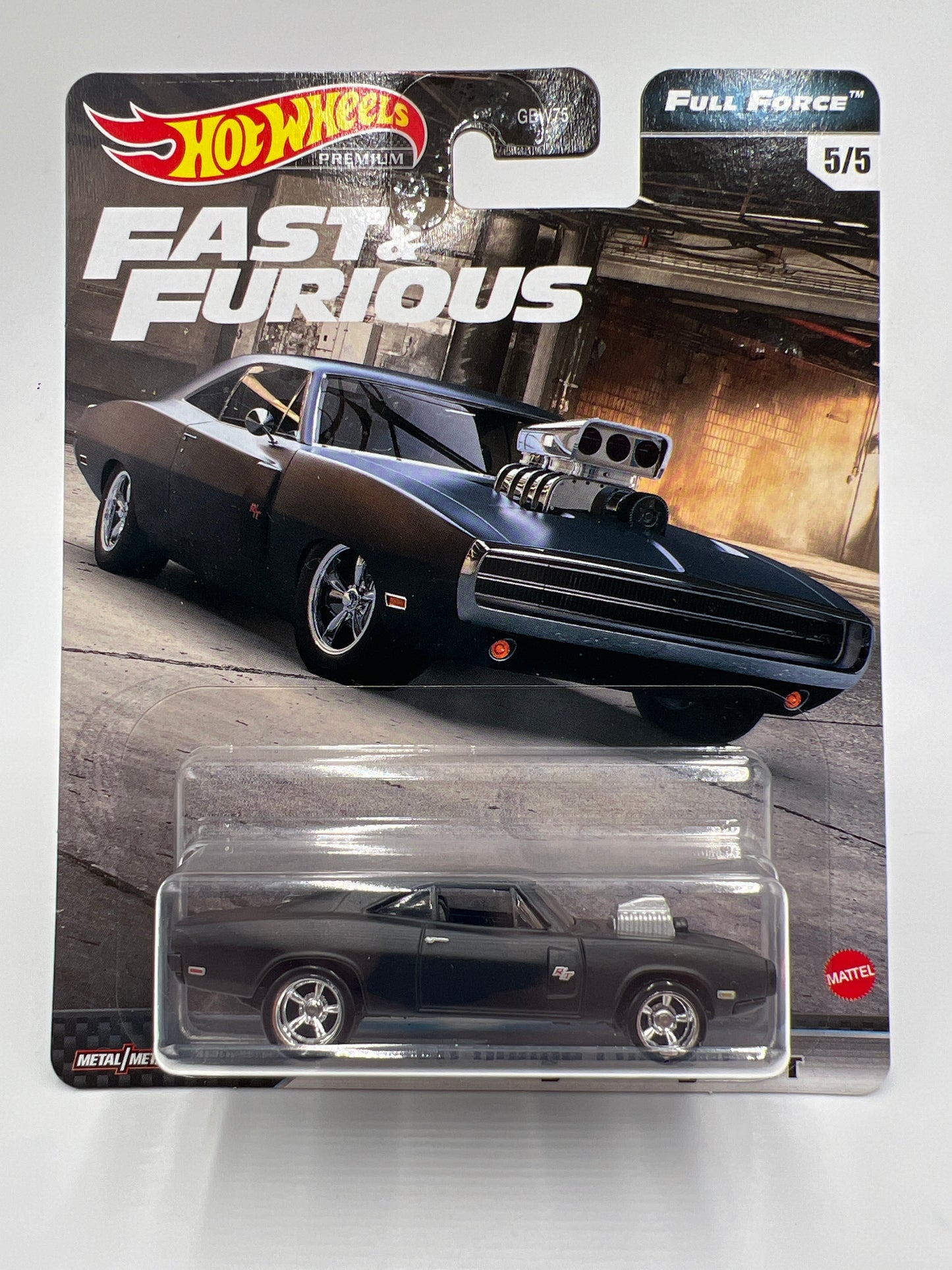 Hot Wheels Premium Fast and Furious Full Force #5 70 Dodge Charger R/T Black W/Protector