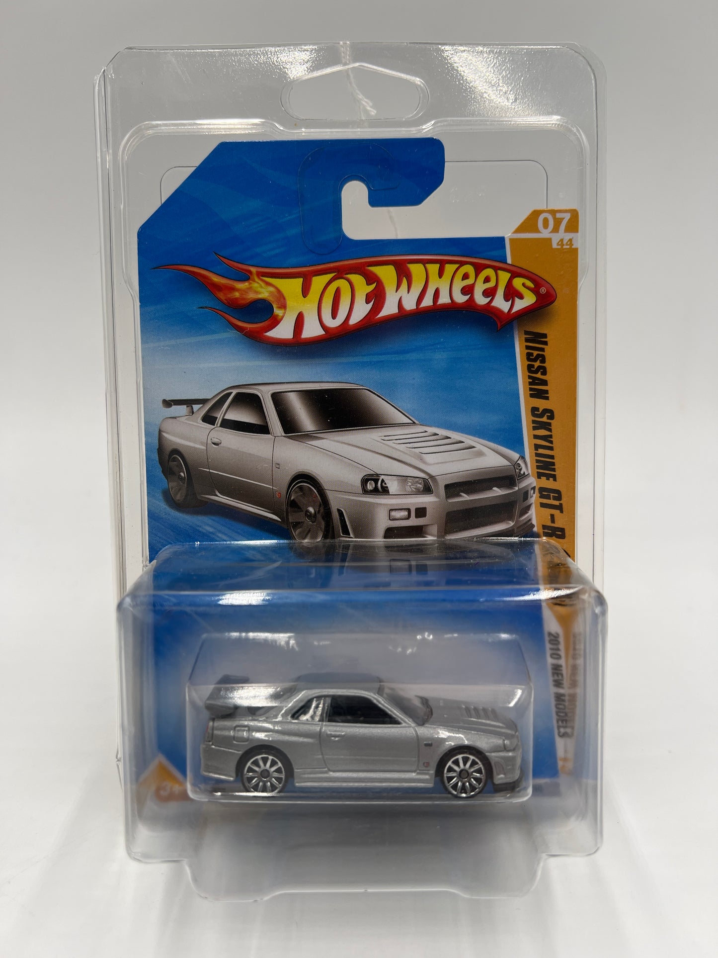 2010 Hot Wheels New Models #7 Nissan Skyline GT-R R34 Silver W/Protector