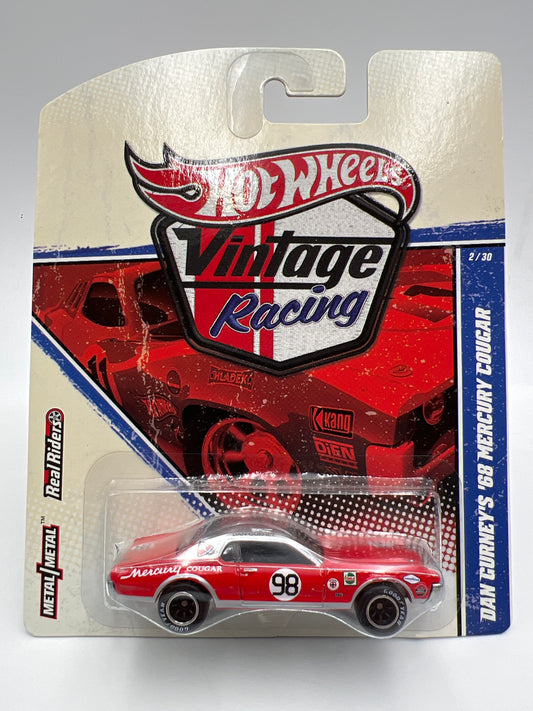 Hot Wheels Premium Vintage Racing #2 Dan Gurneys 68 Mercury Cougar W/Protector