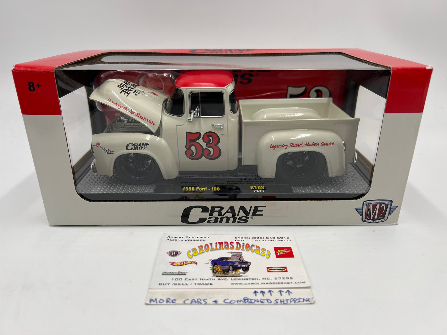 M2 Machines 1/24 Crane Cams 1956 Ford F-100 White/Red R108