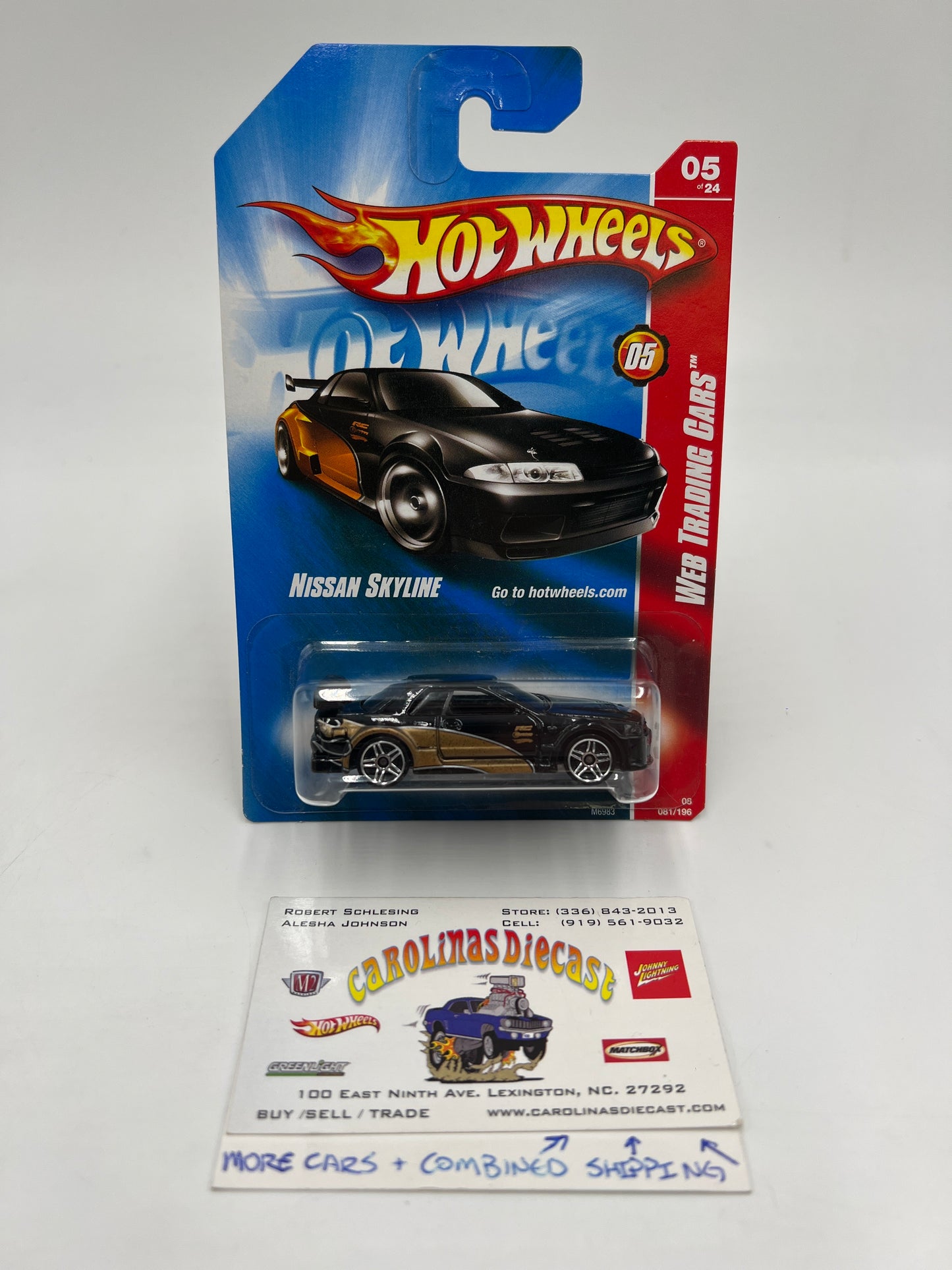 2008 Hot Wheels Web Trading Cars #81 Nissan Skyline Black/Gold W/Protector