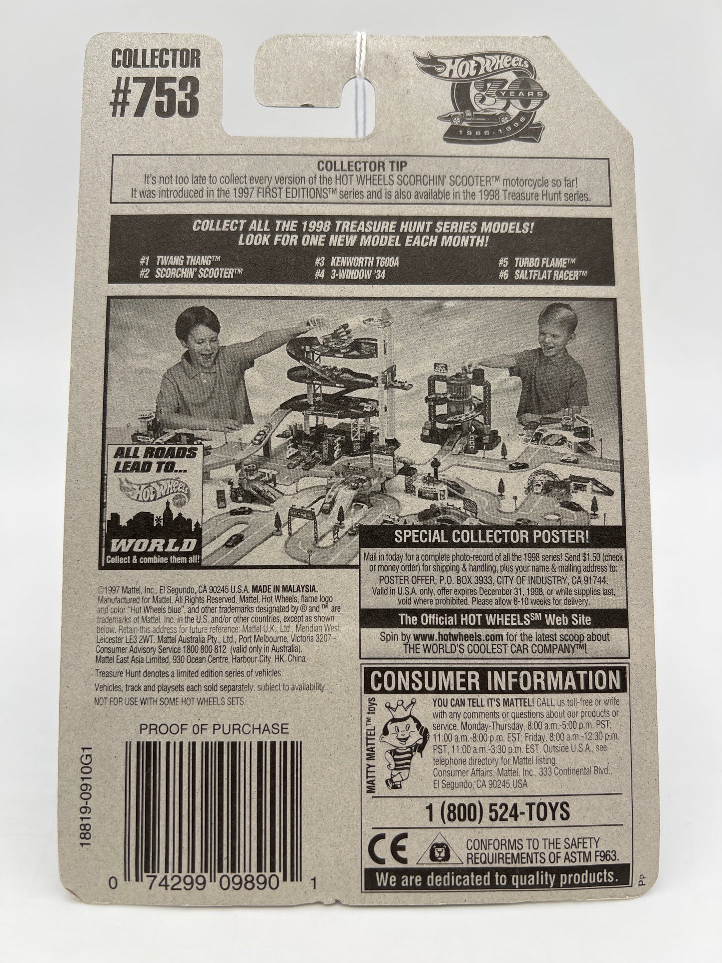 1998 Hot Wheels Treasure Hunt #753 Turbo Flame 283i