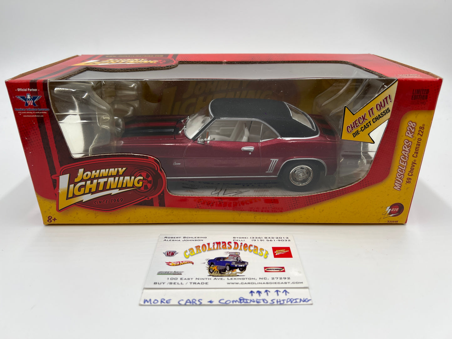 Johnny Lightning 1:24 Scale White Lightning Chase Muscle Cars R28 69 Chevy Camaro Z28 Red VHTF