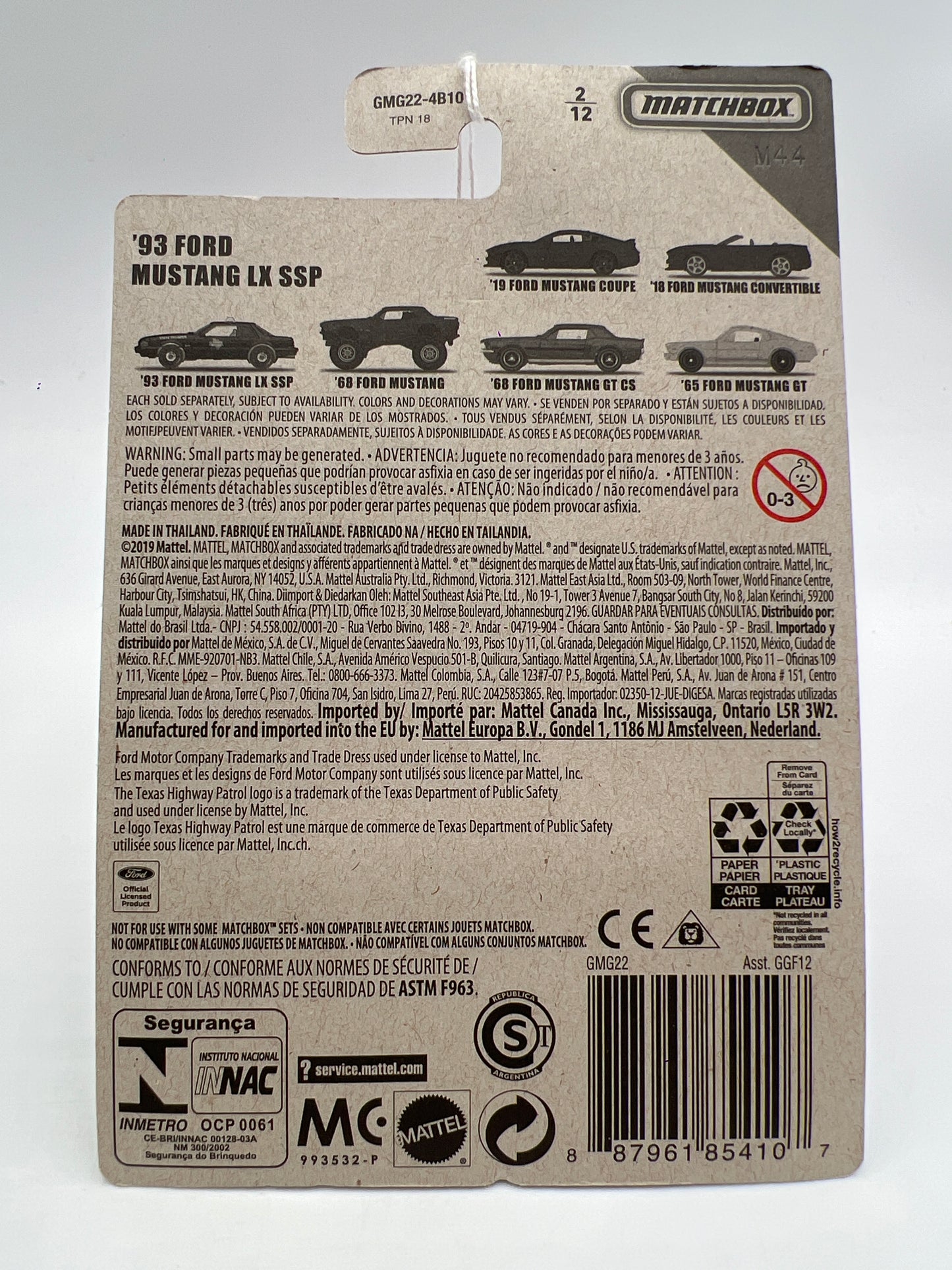 Matchbox Mustang Series #2 93 Ford Mustang LX SSP 153B