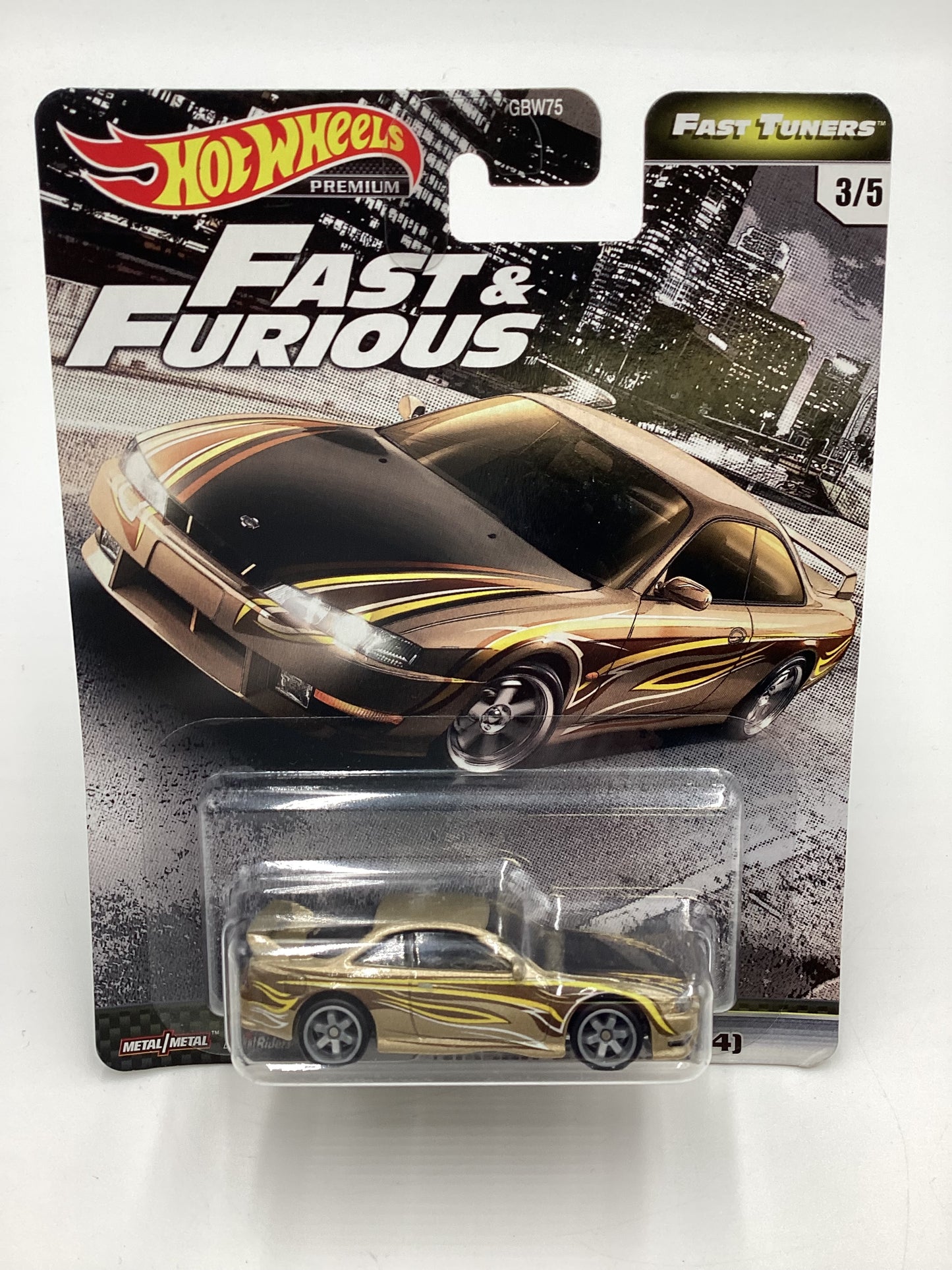 Hot Wheels Premium Fast & Furious Fast Tuners #3 Nissan 240SX S14 Gold W/Protector