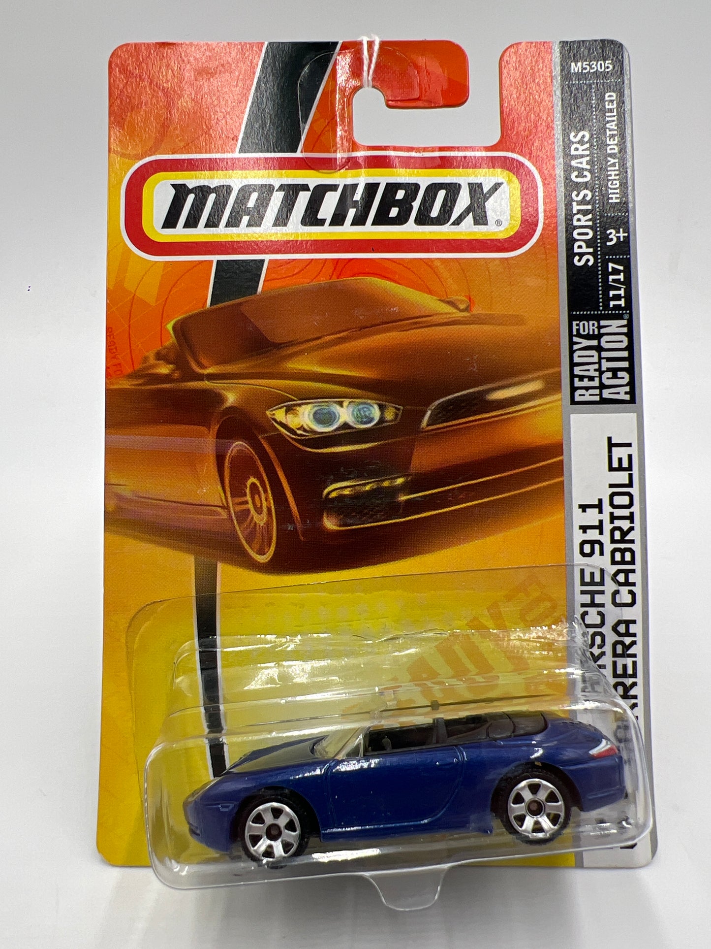 Matchbox Sports Cars #19 Porsche 911 Carrera Cabriolet Blue Crooked Blister 209C