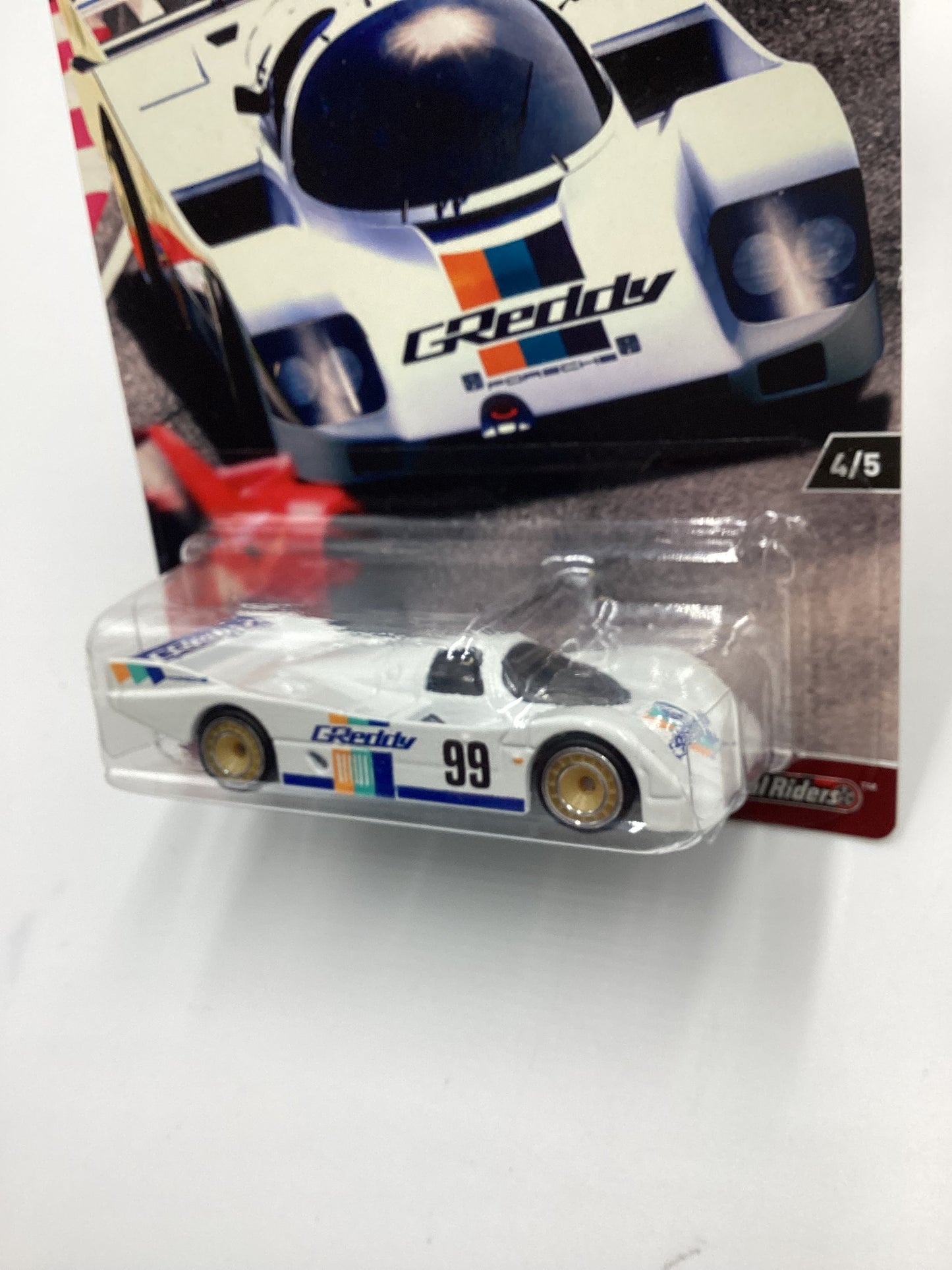 Hot wheels Race Day #4 Porsche 962 White GReddy *Cracked Blister* 245K