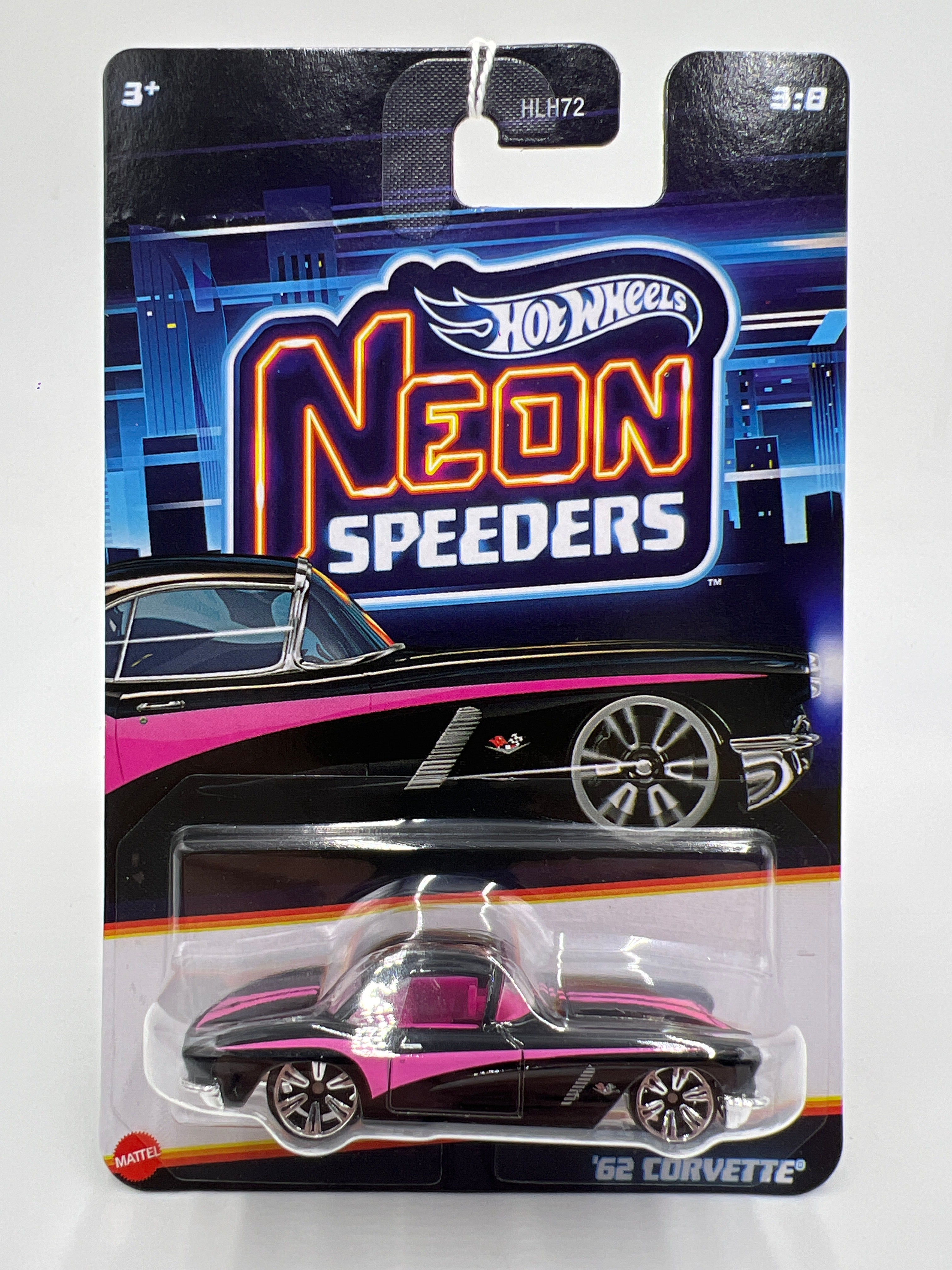 2026 Hot Wheels Neon Speeders #3 62 Corvette Black 158E