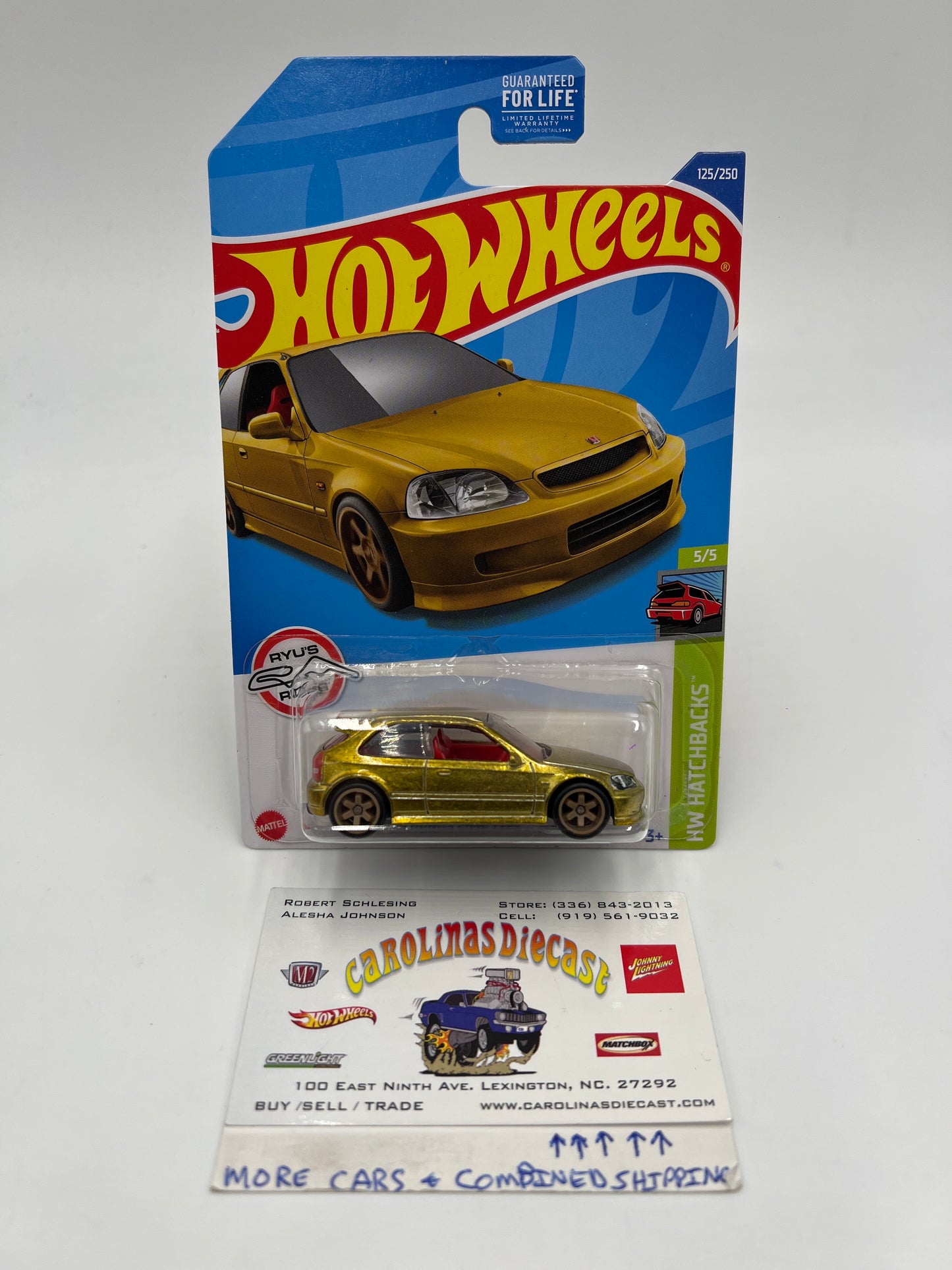 2022 Hot Wheels Super Treasure Hunt #125 99 Honda Civic Type R EK9 Gold W/Protector
