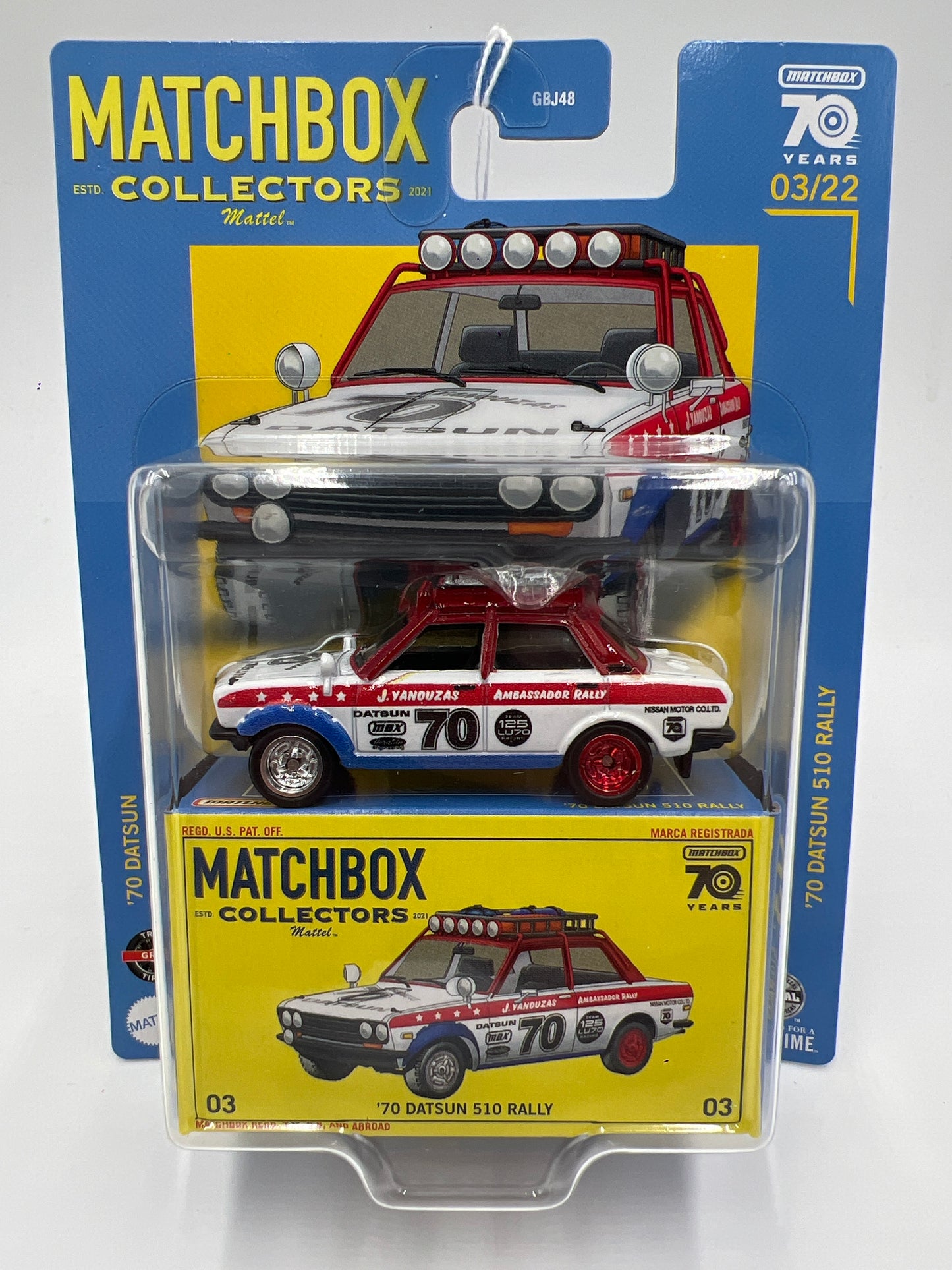 Matchbox Collectors #3 70 Datsun 510 Rally White/Red 172E