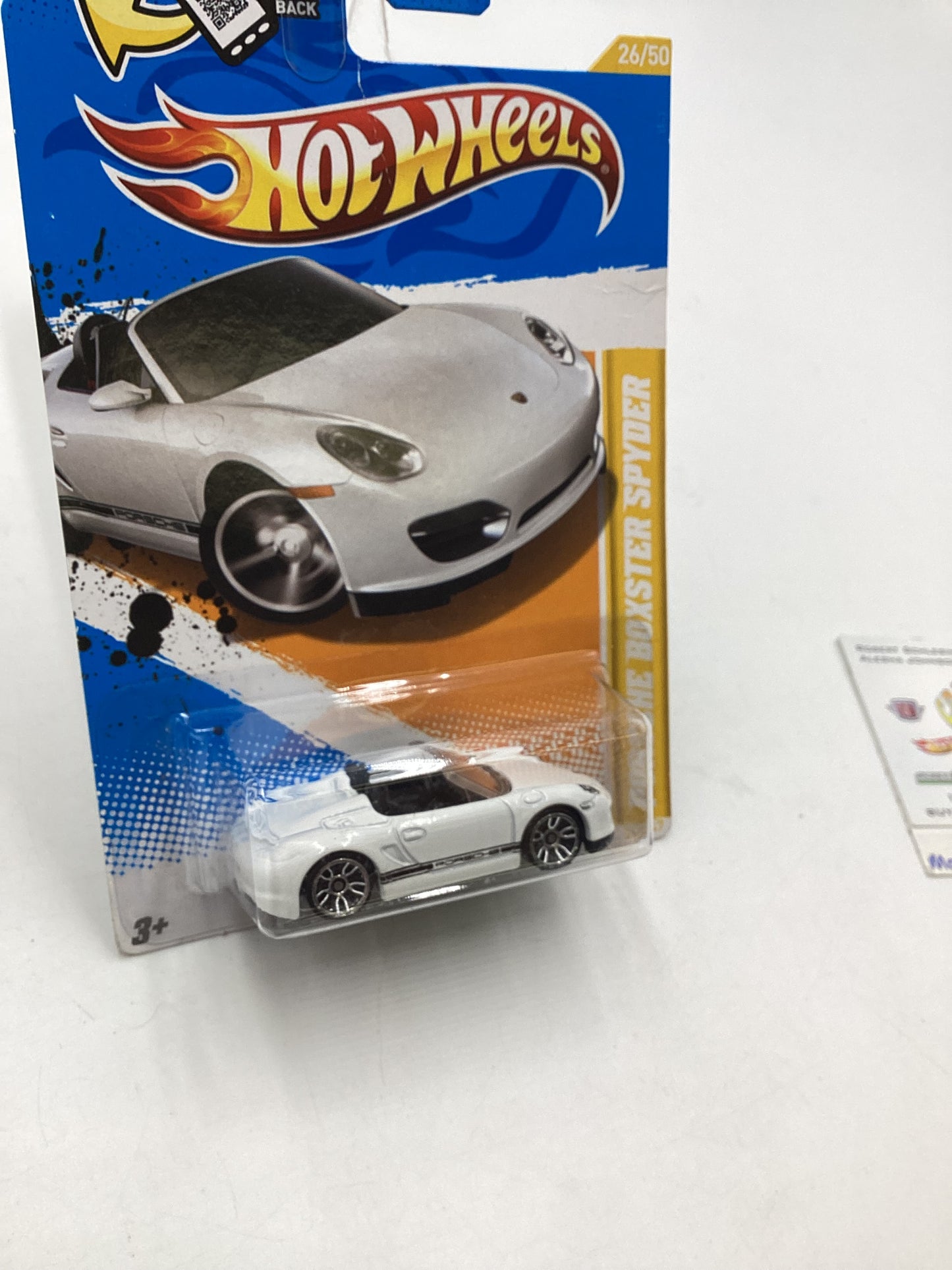 2012 Hot Wheels New Models #26 Porsche Boxster Spyder White “Bad Card”