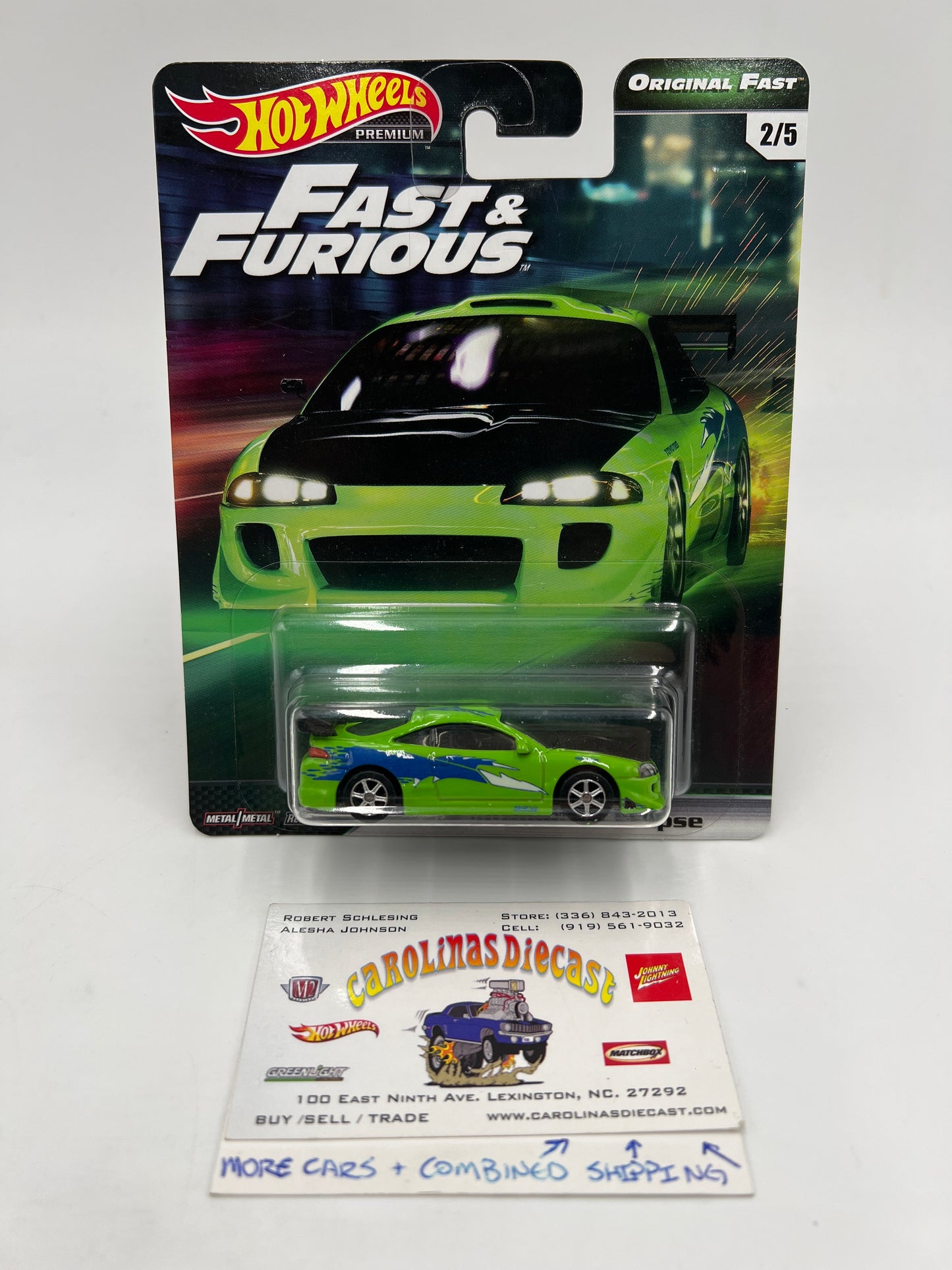 Hot Wheels Fast & Furious Original Fast #2 95 Mitsubishi Eclipse Green W/Protector
