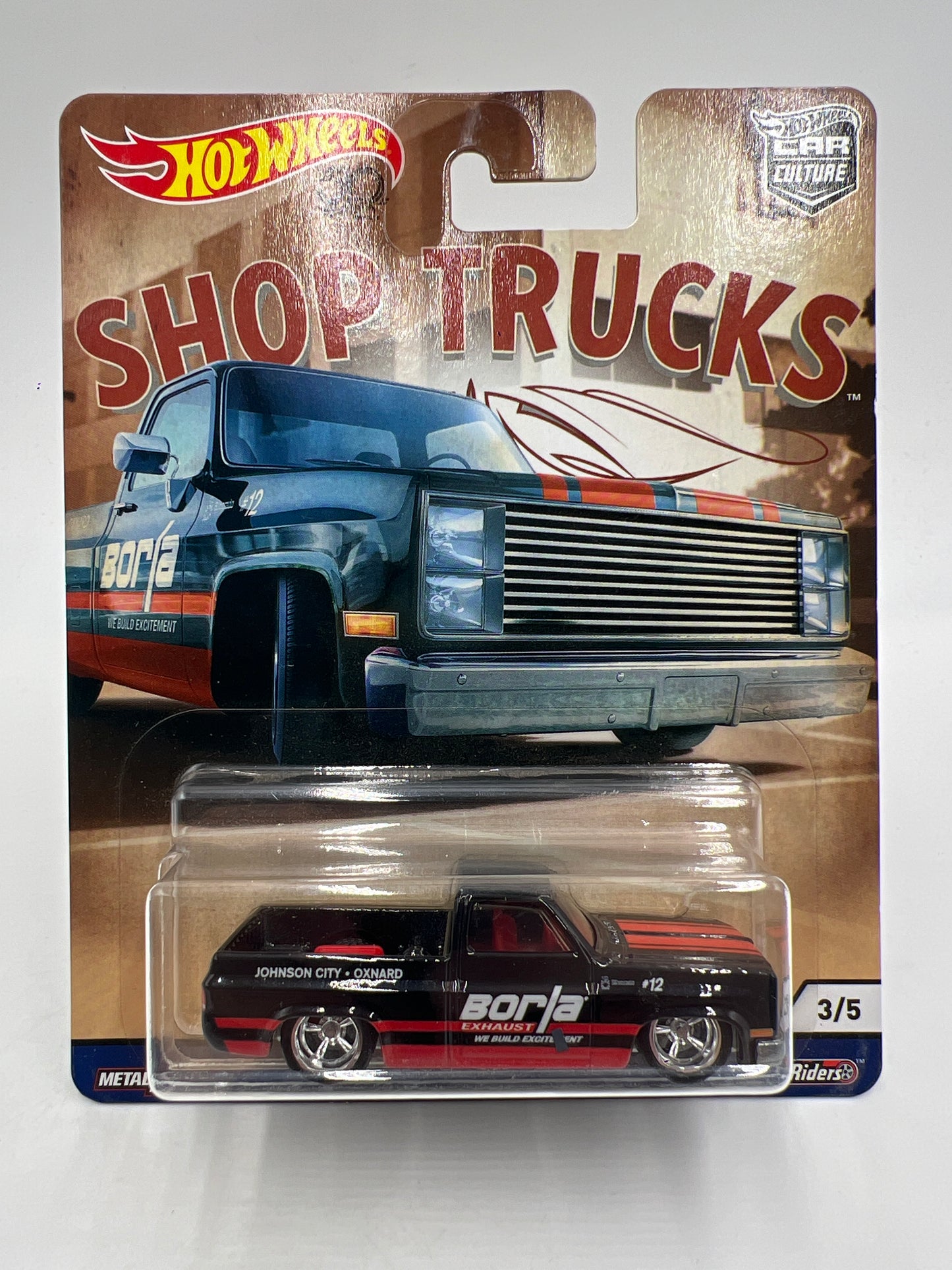 2018 Hot Wheels Premium Car Culture Shop Trucks #3 83 Chevy Silverado Borla W/Protector