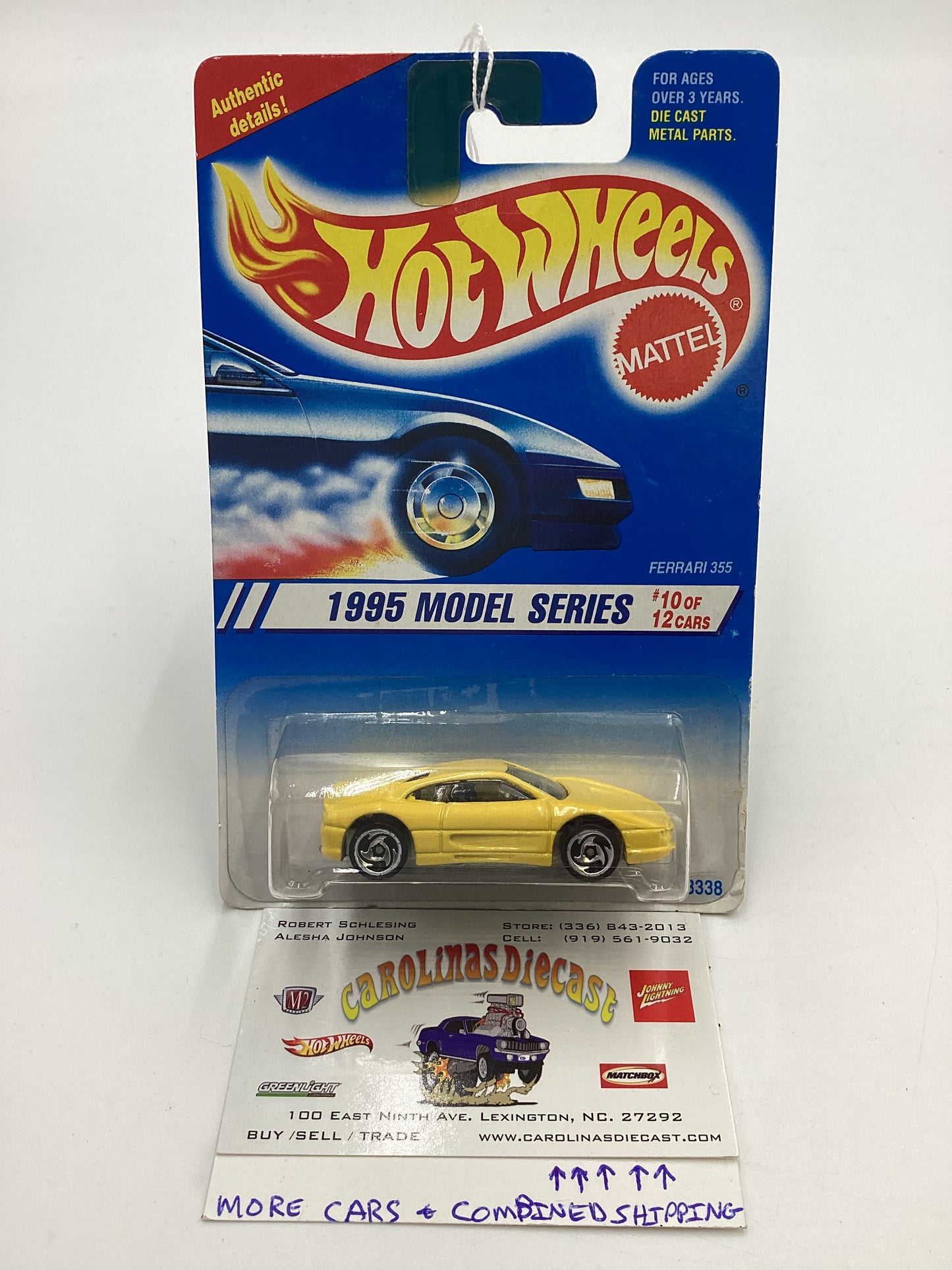 1995 Hot Wheels #350 Ferrari 355 Yellow W/ Saw Blade Wheels (SR)