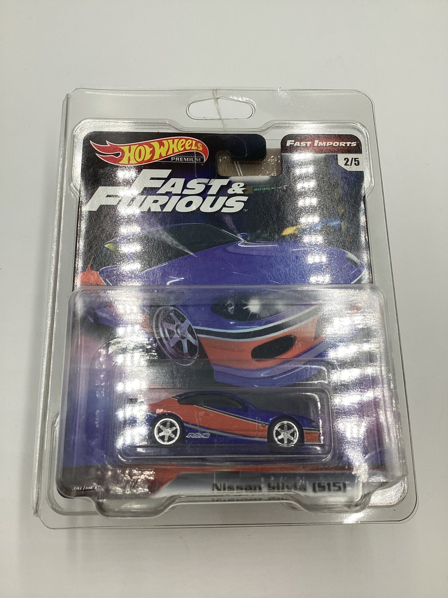 Hot Wheels Premium Fast & Furious Fast Imports #2 Nissan Silvia S15 Blue/Orange W/Protector