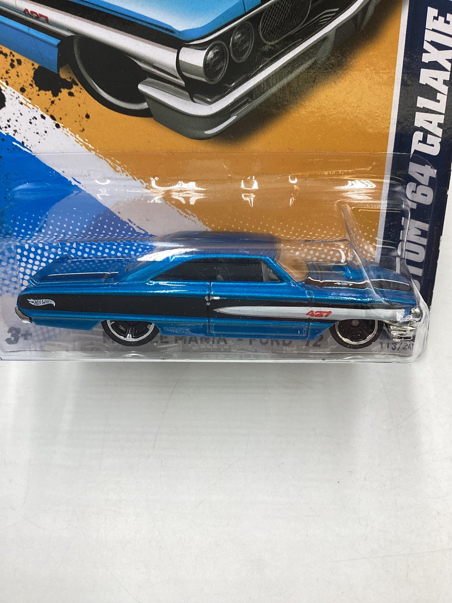 2012 Hot Wheels Muscle Mania Ford #113 Custom 64 Galaxie 500 Blue 24D