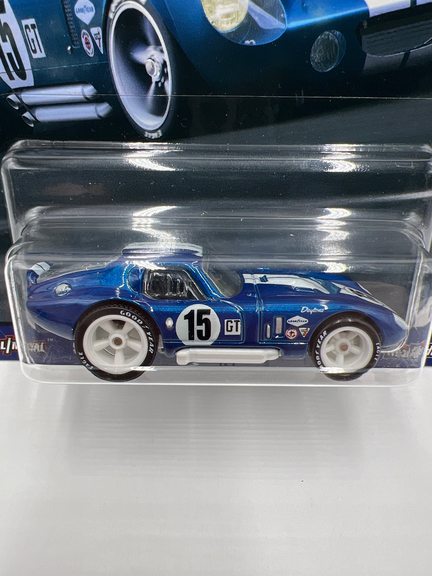 2018 Hot Wheels Car Culture Premium Circuit Legends #1 Shelby Cobra Daytona Coupe Blue 255E
