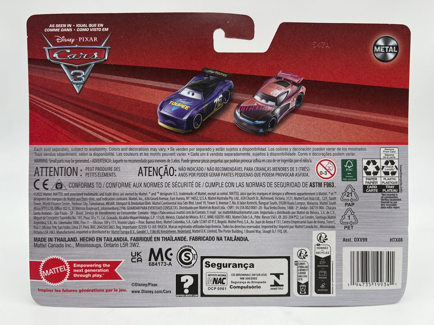 Disney Pixar Cars 2 Pack Will Rusch & Tim Treadless 142B