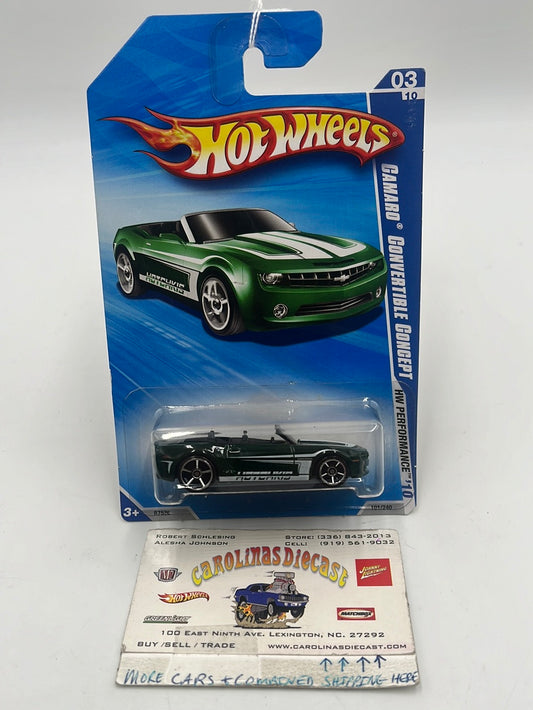 2010 Hot Wheels Performance Camaro Convertible Concept Green 101/240 4B