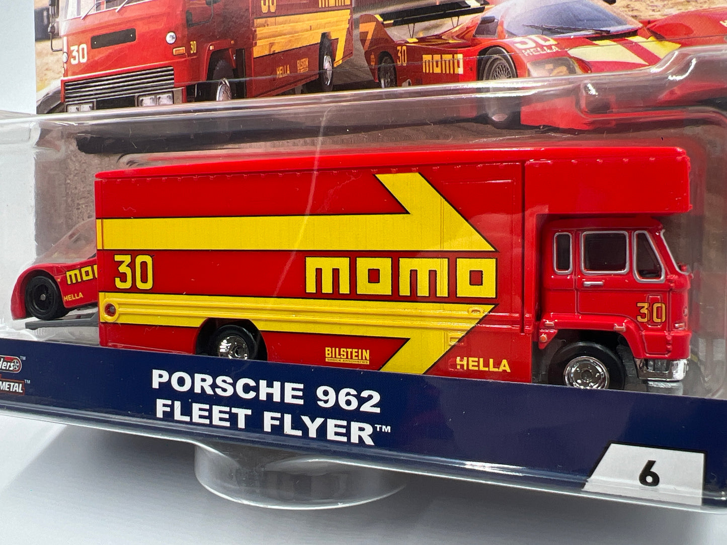 Hot Wheels Team Transport #6 Porsche 962 & Fleet Flyer Momo W/Protector
