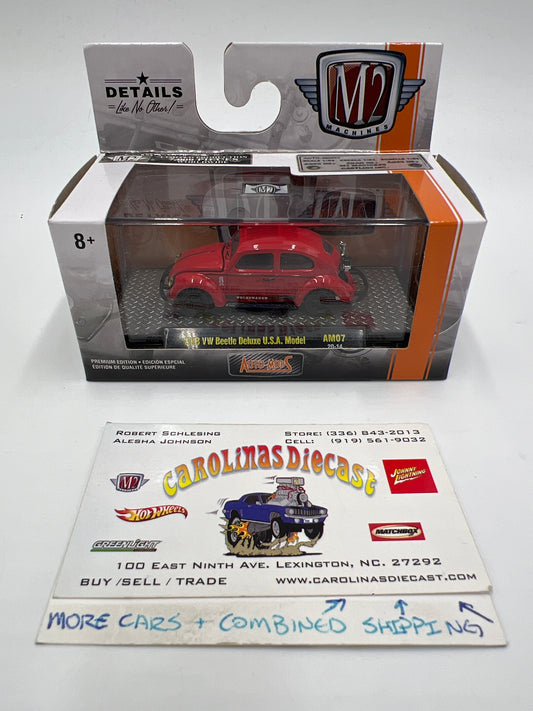 M2 Machines Auto-Mods 1953 VW Beetle Deluxe U.S.A. Model Red AM07