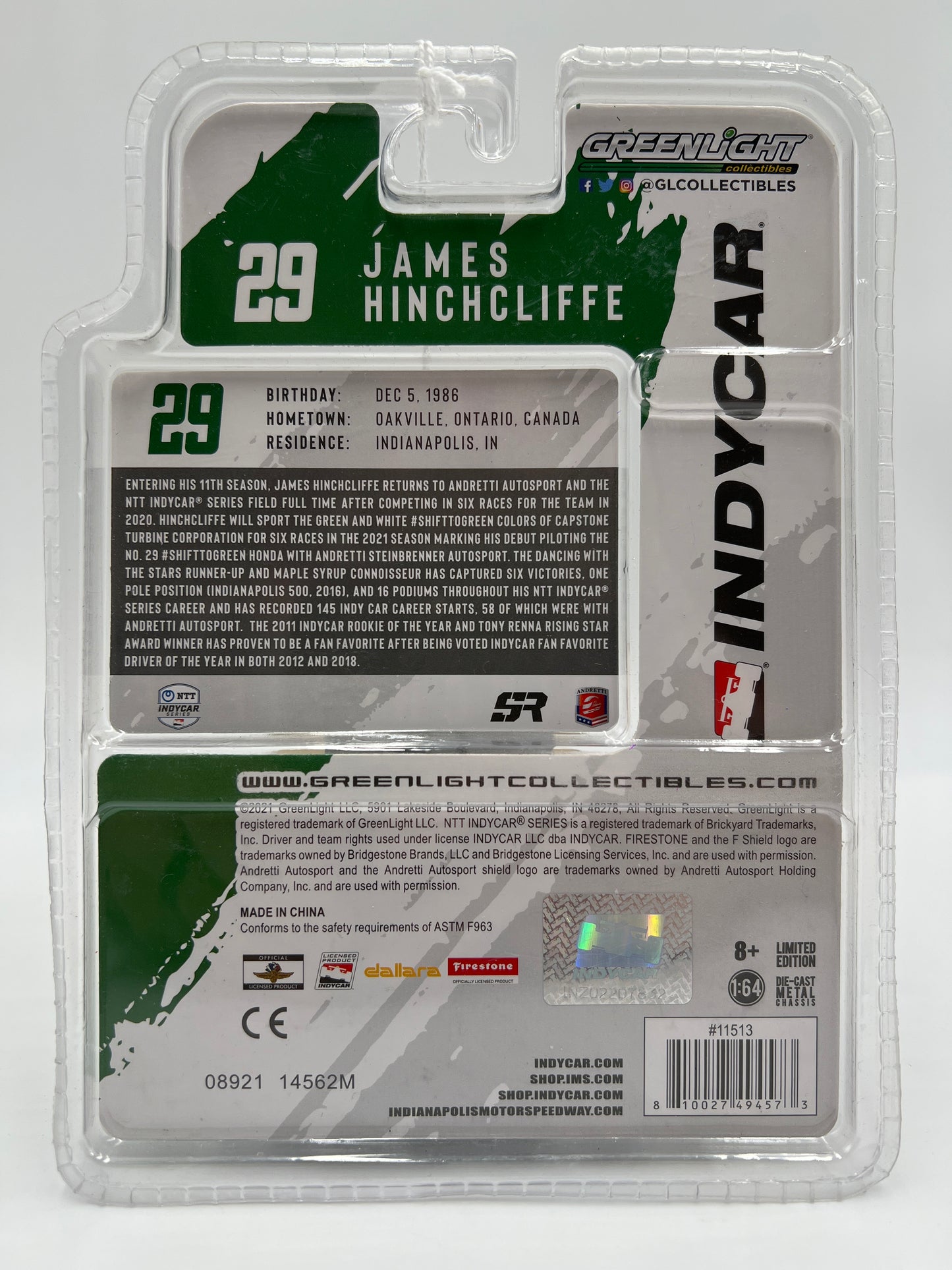 Greenlight Indycar Series #29 James Hinchcliffe