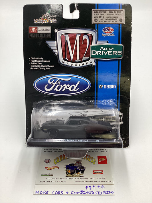 M2 Machines Auto-drivers Frozen Black Pearl 1970 Ford Torino GT 429 SCJ R35 Special Edition Matte Black 188D