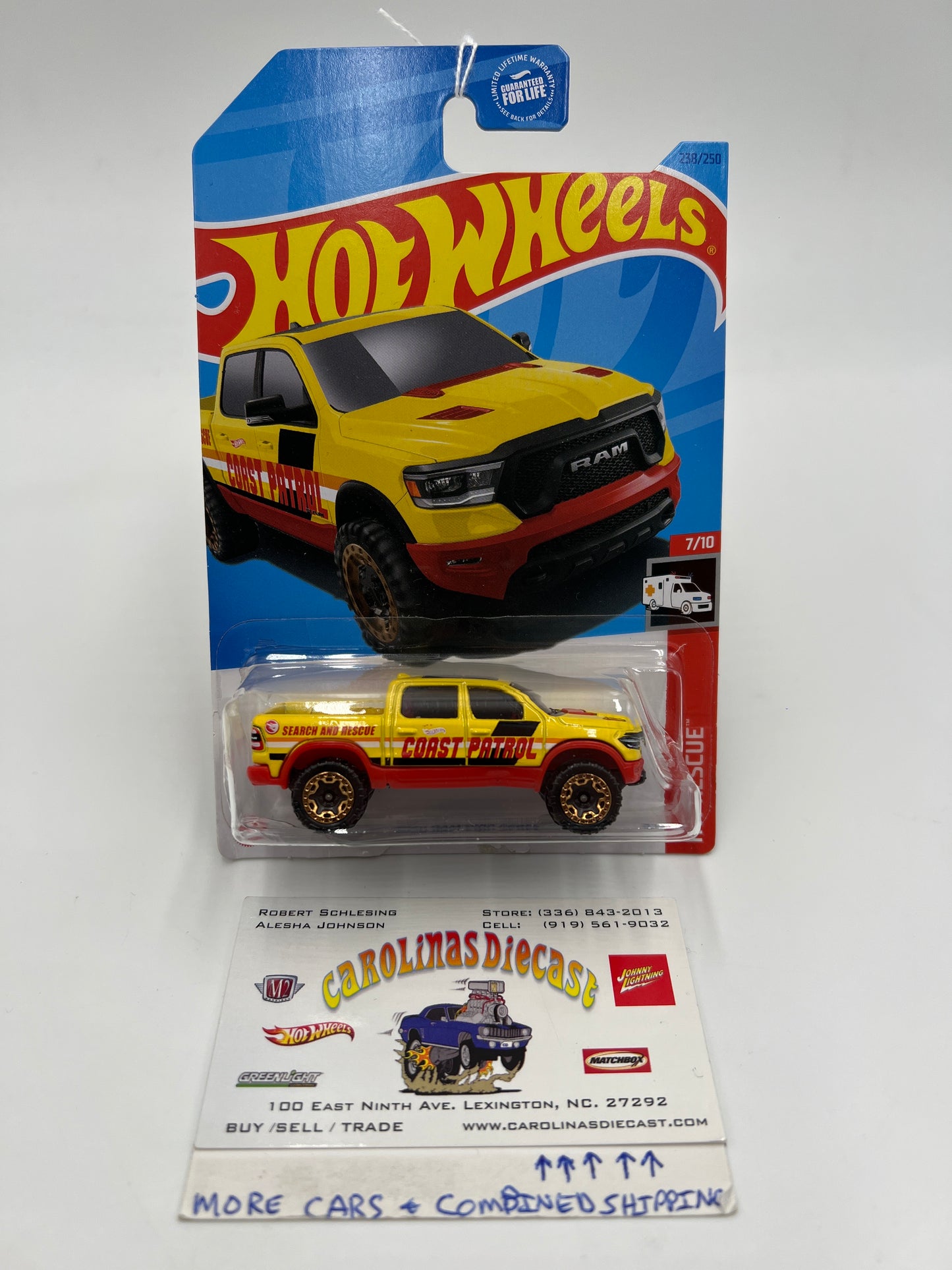 2023 Hot Wheels Rescue Treasure Hunt #238 2020 Ram 1500 Rebel Yellow Bad Card 274C