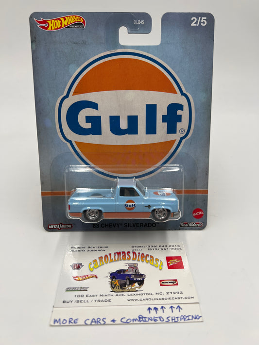 Hot Wheels Car Culture Vintage Oil #2 83 Chevy Silverado Gulf Blue W/Protector