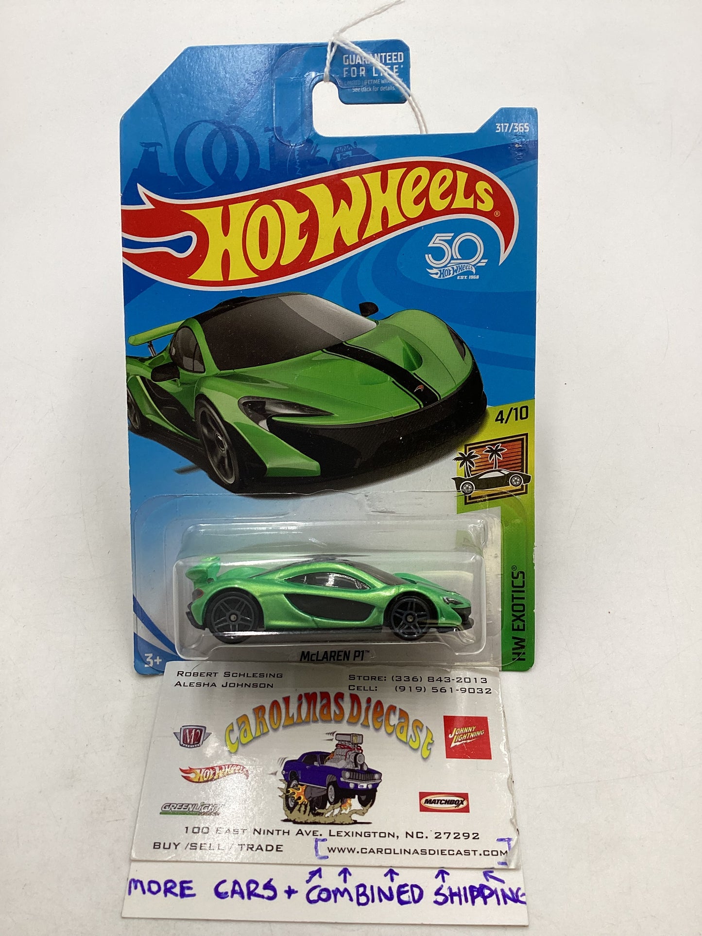 2018 Hot Wheels #317 McLaren P1 Green 103G